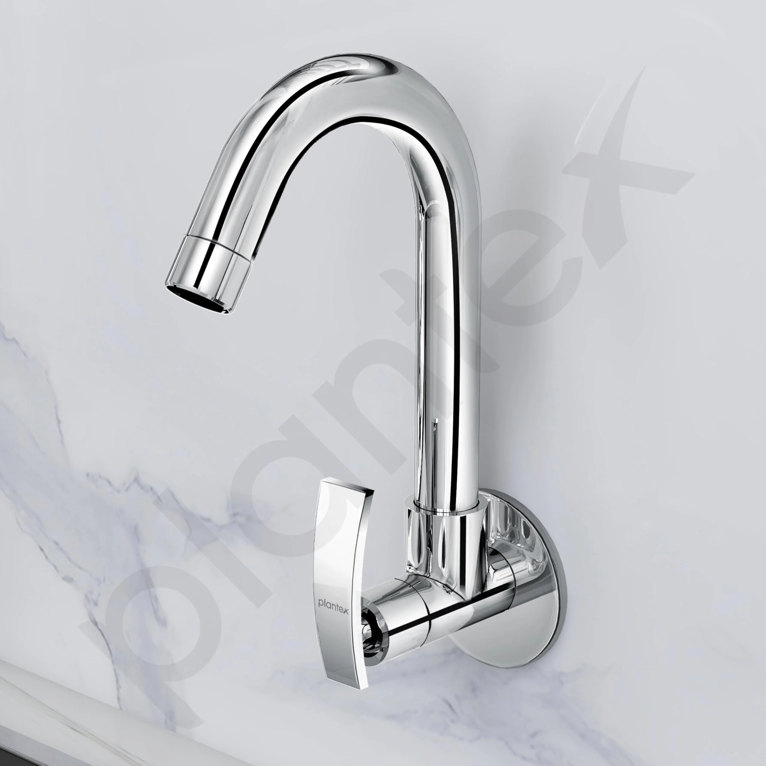 Plantex Kitchen Taps for Home Sink with Water Saving Aerator for Kitchen Tap/360ยฐ Swivel Spout Kitchen Sink Tap with Brass Wall Flange -(ZUR-1507-Chrome) - Image 7