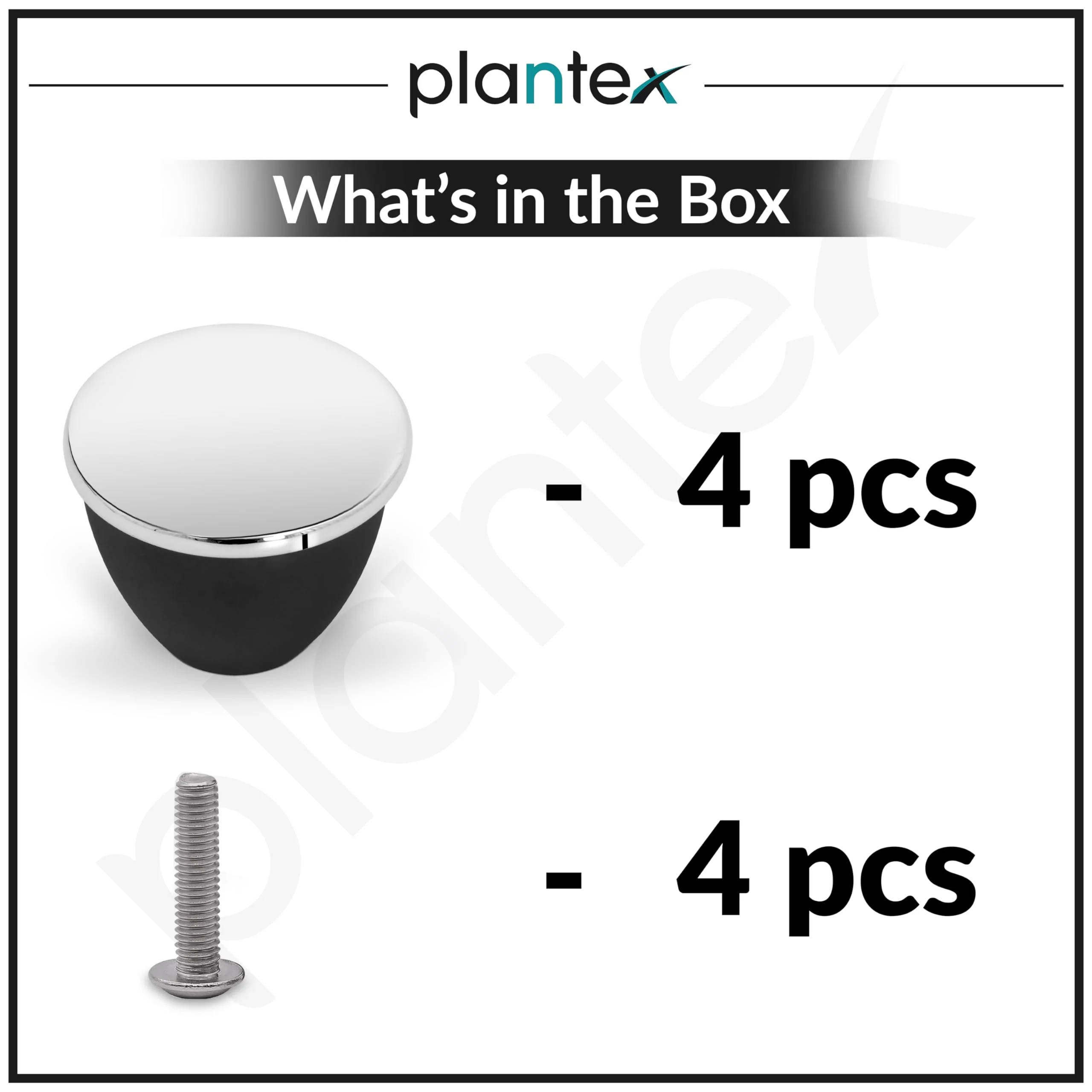 Plantex Knobs for Drawer/Drawer Knobs/Knobs for Cabinets/Pull-Push Knobs for Kitchen/Bedroom Drawer - Pack of 4 (Chrome & Black) - Image 5