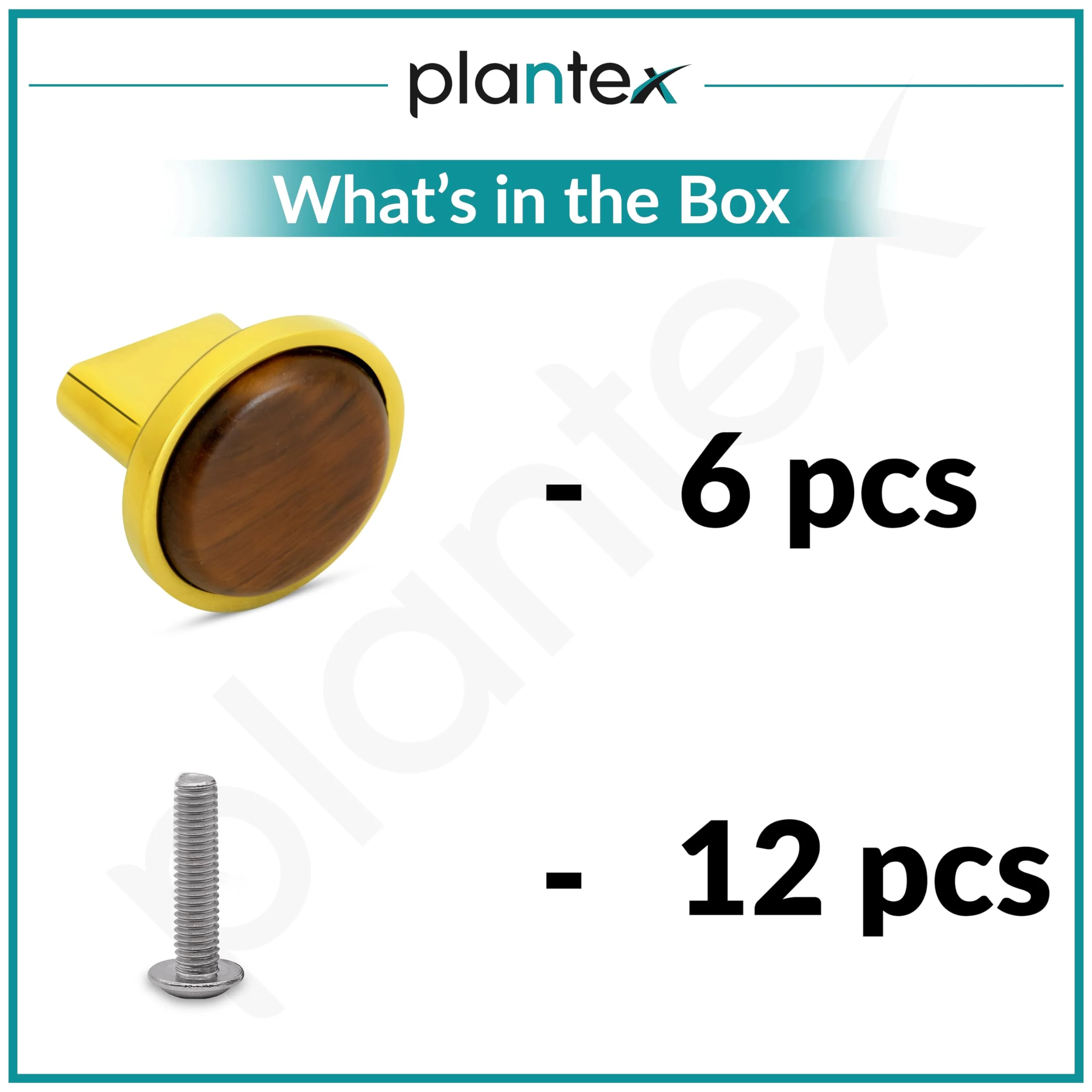 Plantex Knobs for Drawer/Round Drawer Knobs/Knobs for Cabinets/Pull-Push Knobs for Kitchen/Bedroom Drawer - Pack of 6 (Small, Gold & Wood) - Image 5