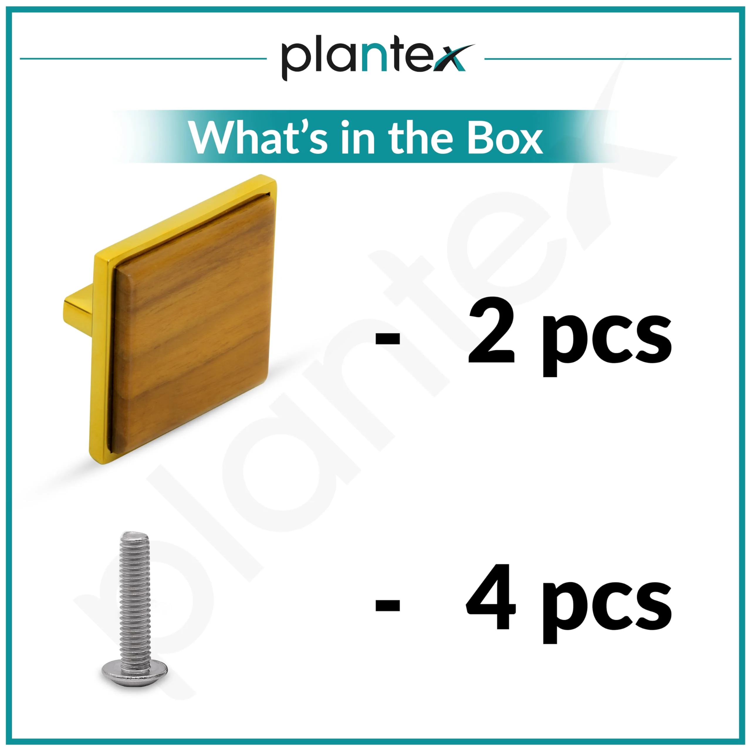 Plantex Knobs for Drawer | Square Drawer Knobs | Knobs for Cabinets | Pull-Push Knobs for Kitchen | Bedroom Drawer - Pack of 2 (Big, Gold & Wood) - Image 5