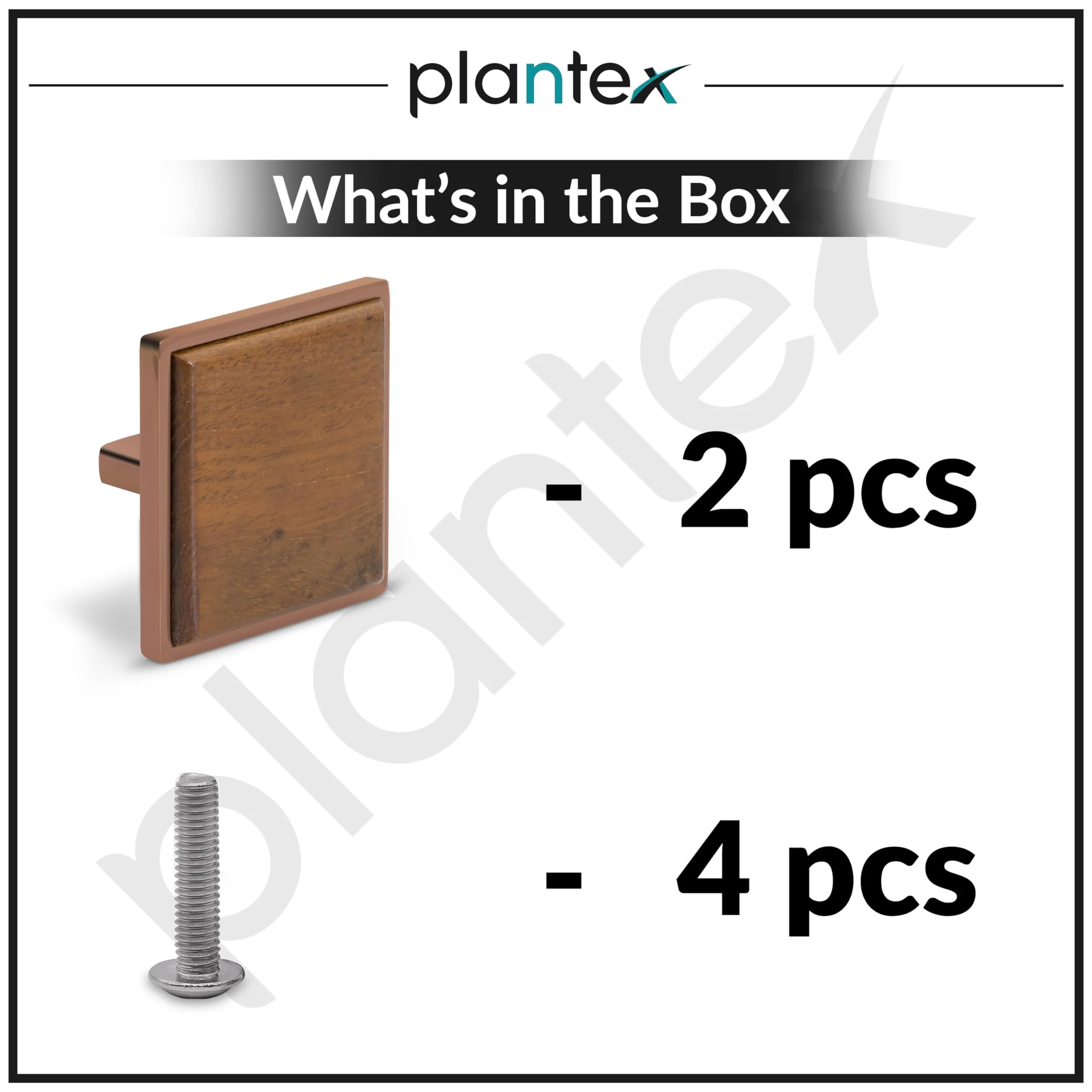 Plantex Knobs for Drawer/Square Drawer Knobs/Knobs for Cabinets/Pull-Push Knobs for Kitchen/Bedroom Drawer - Pack of 2 (Big, Rose Gold & Wood) - Image 5