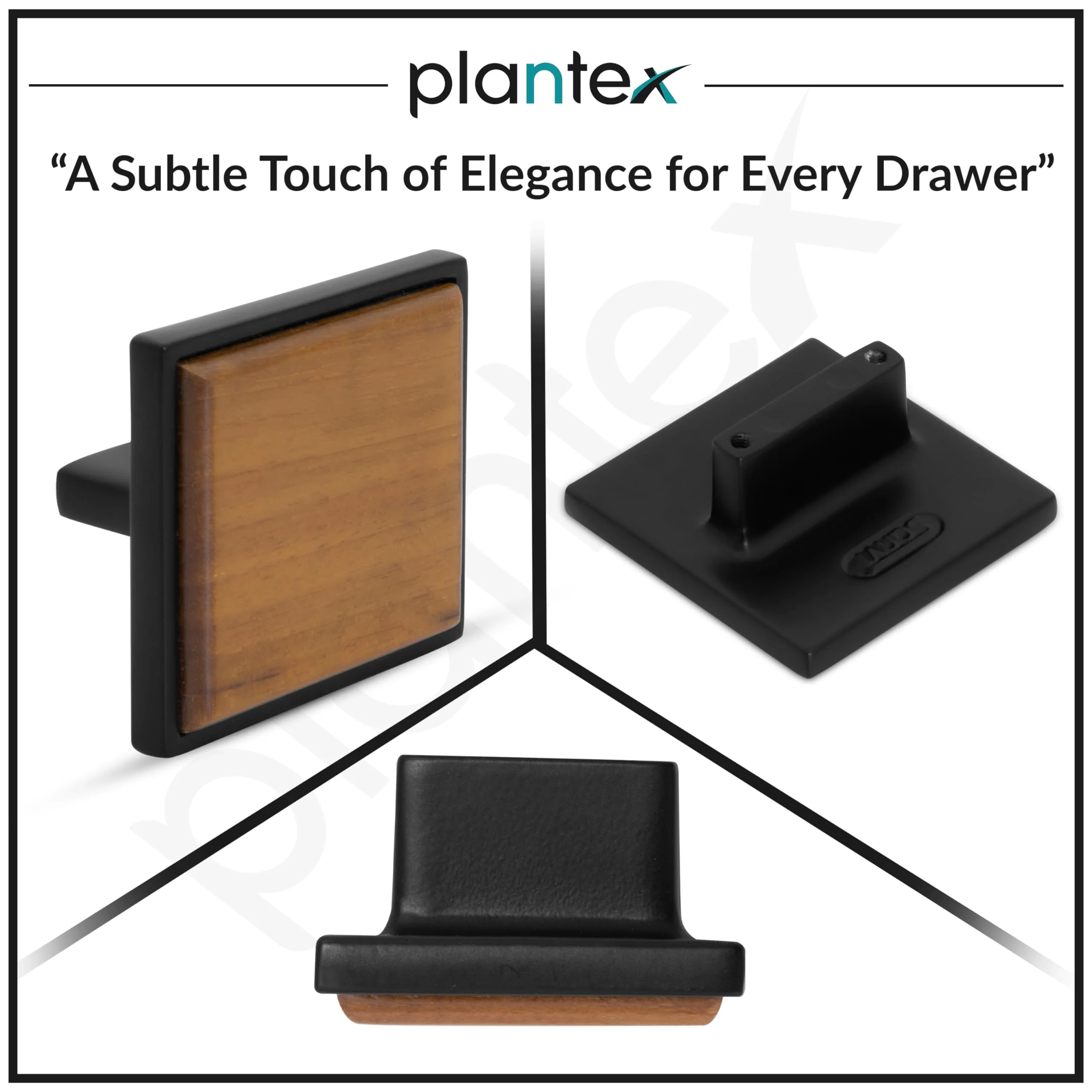Plantex Knobs for Drawer/Square Drawer Knobs/Knobs for Cabinets/Pull-Push Knobs for Kitchen/Bedroom Drawer - Pack of 3 (Big, Black & Wood) - Image 4