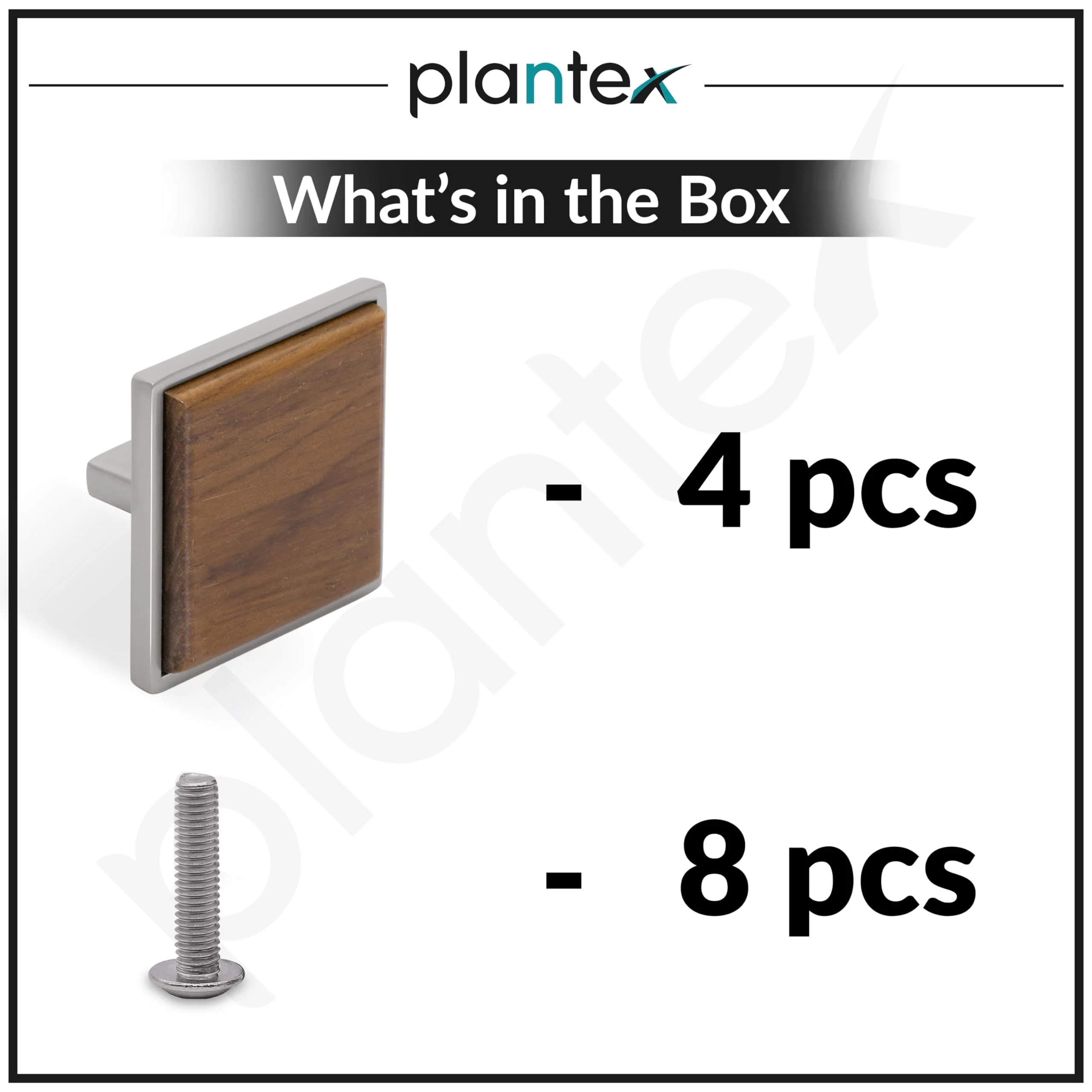 Plantex Knobs for Drawer/Square Drawer Knobs/Knobs for Cabinets/Pull-Push Knobs for Kitchen/Bedroom Drawer - Pack of 4 (Big, Satin & Wood) - Image 5