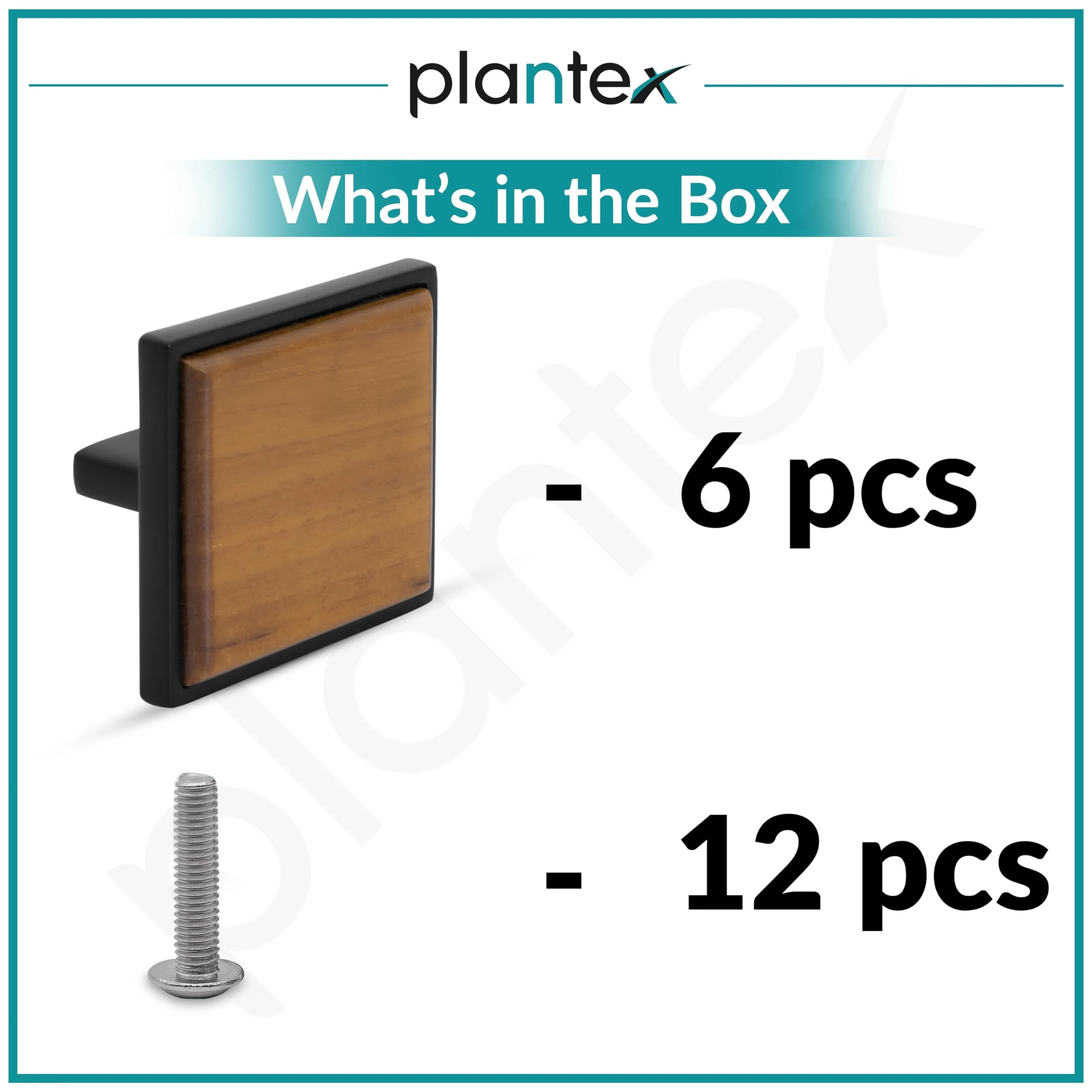 Plantex Knobs for Drawer | Square Drawer Knobs | Knobs for Cabinets | Pull-Push Knobs for Kitchen & Bedroom Drawer - Pack of 6 (Big, Black & Wood) - Image 5