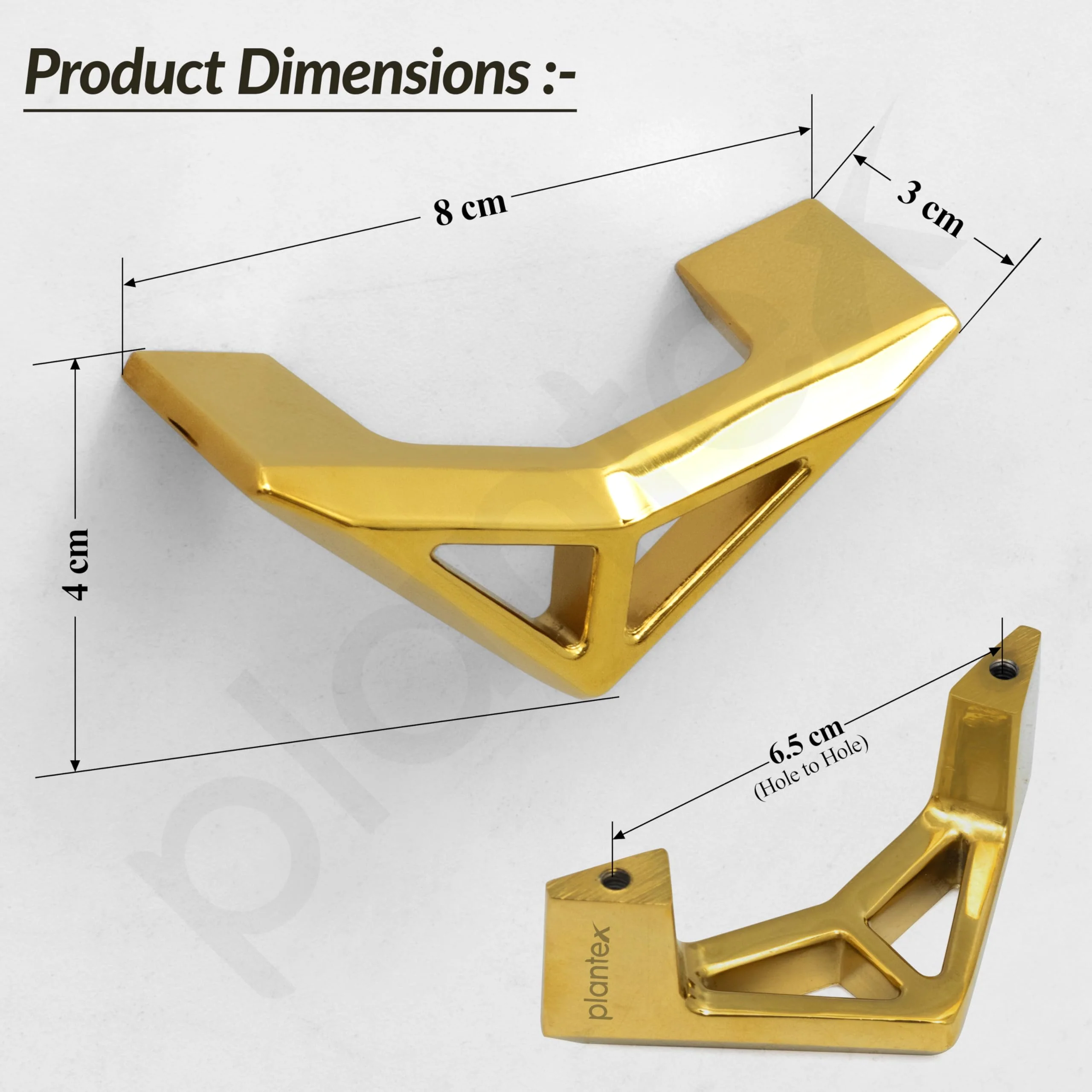 Plantex Knobs for Drawers/Drawer Knobs/Triangle Knob for Cabinets/Drawer Handle/Pull-Push Knob for Kitchen/Bedroom Drawers - Pack of 4 (Gold) - Image 5