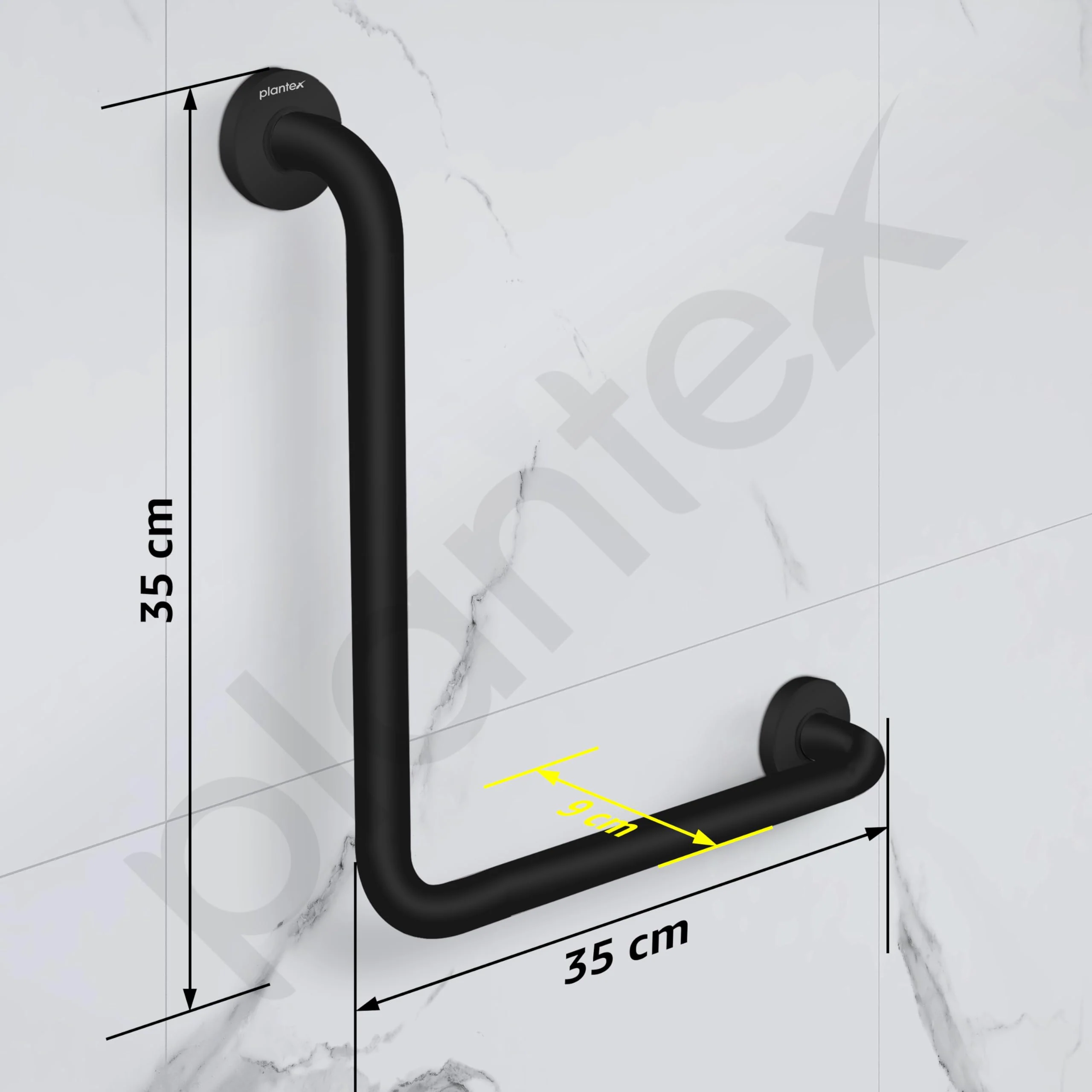 Plantex L-Shape Grab Bar for Toilet/Support Handle for Senior Citizen/Anti-Slip Shower Handrail - Stainless Steel, Pack of 1 (Black) - Image 5