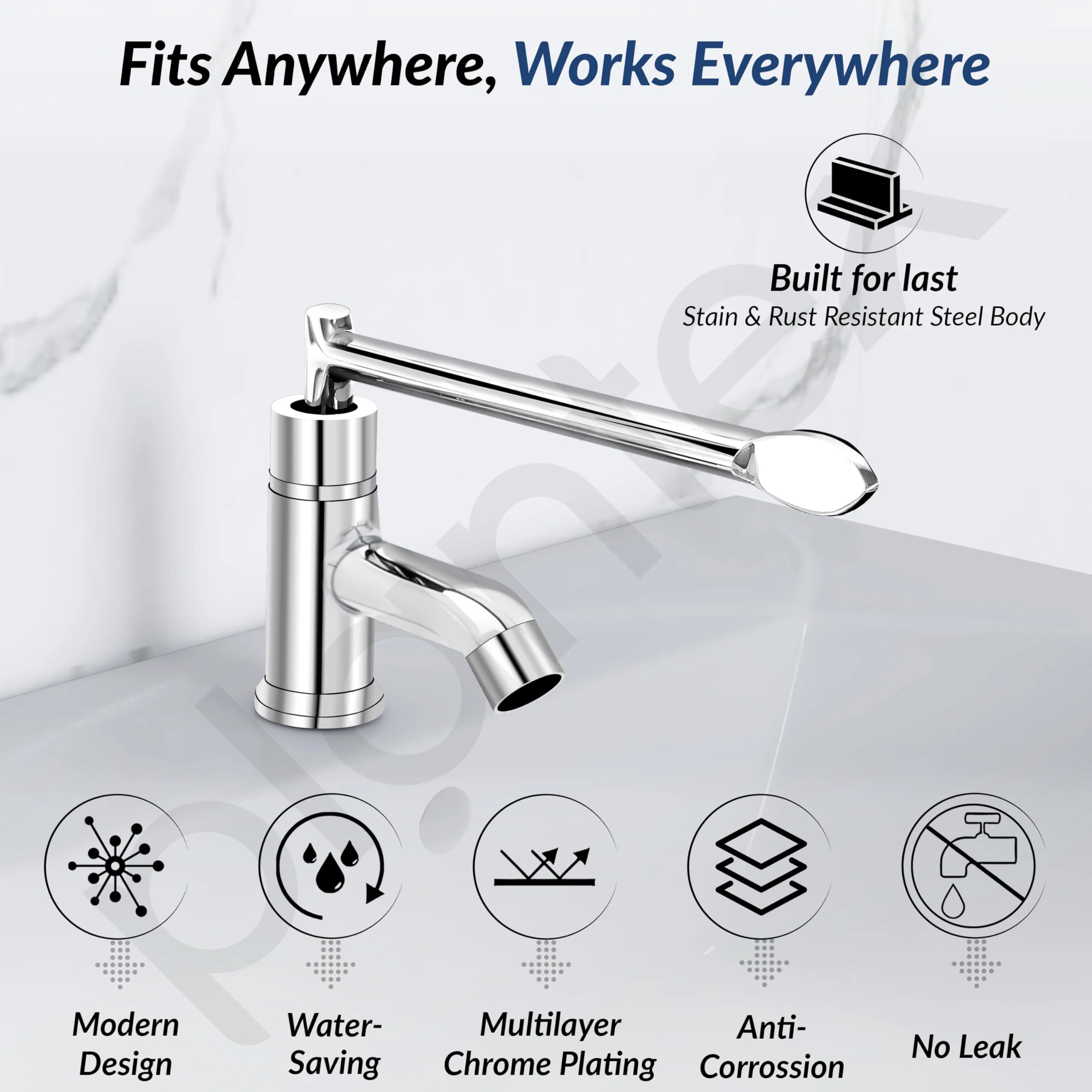 Plantex Lab Pillar Cock for Bathroom/Pillar Cock for Wash Basin with Teflon Tap - Pack of 1 (AC05, Chrome) - Image 5