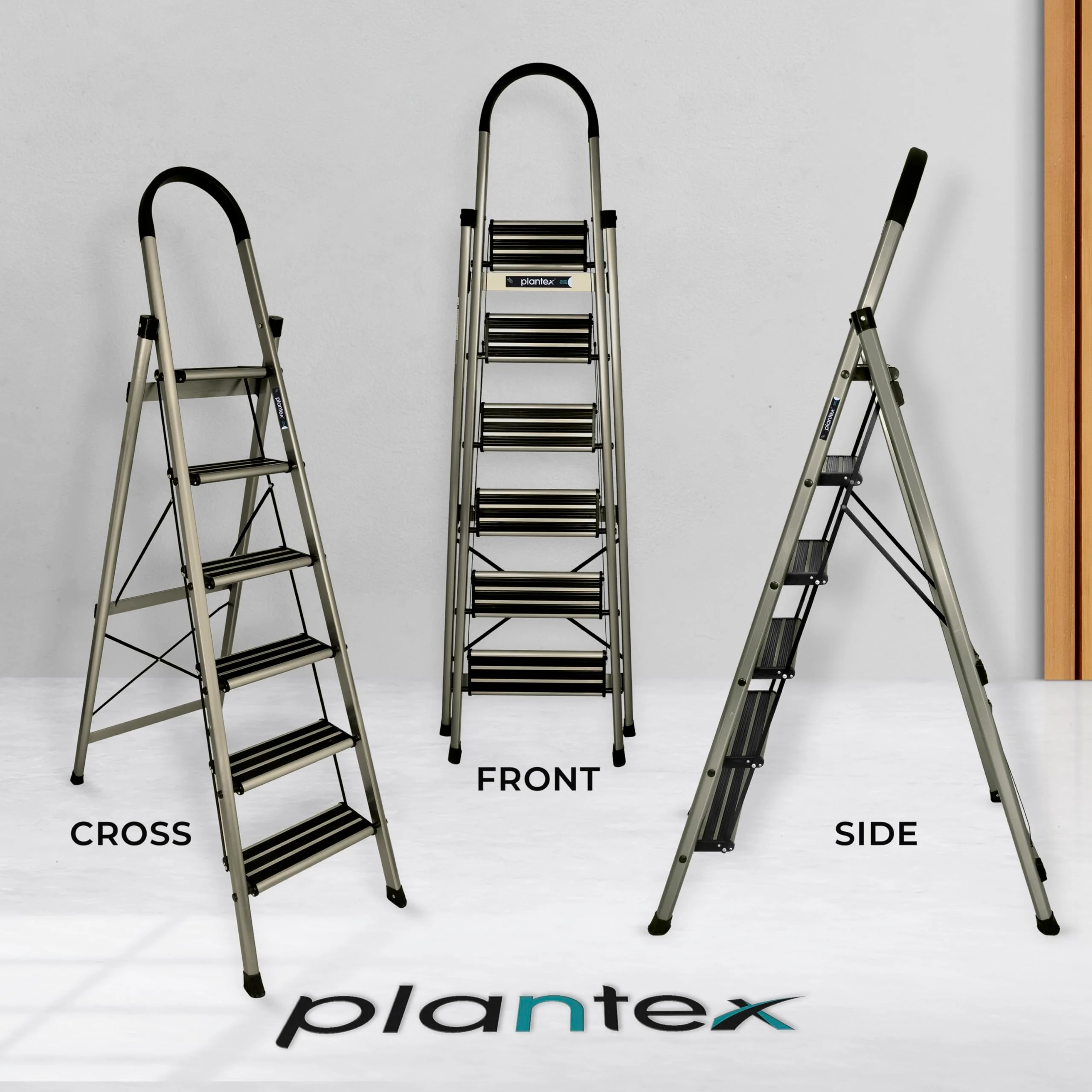 Plantex Ladder for Home-Foldable Aluminium 6 Step Ladder-Wide Anti Skid Steps/Strong Wide Steps Ladder (Anodize Coated-Gold) - Image 6