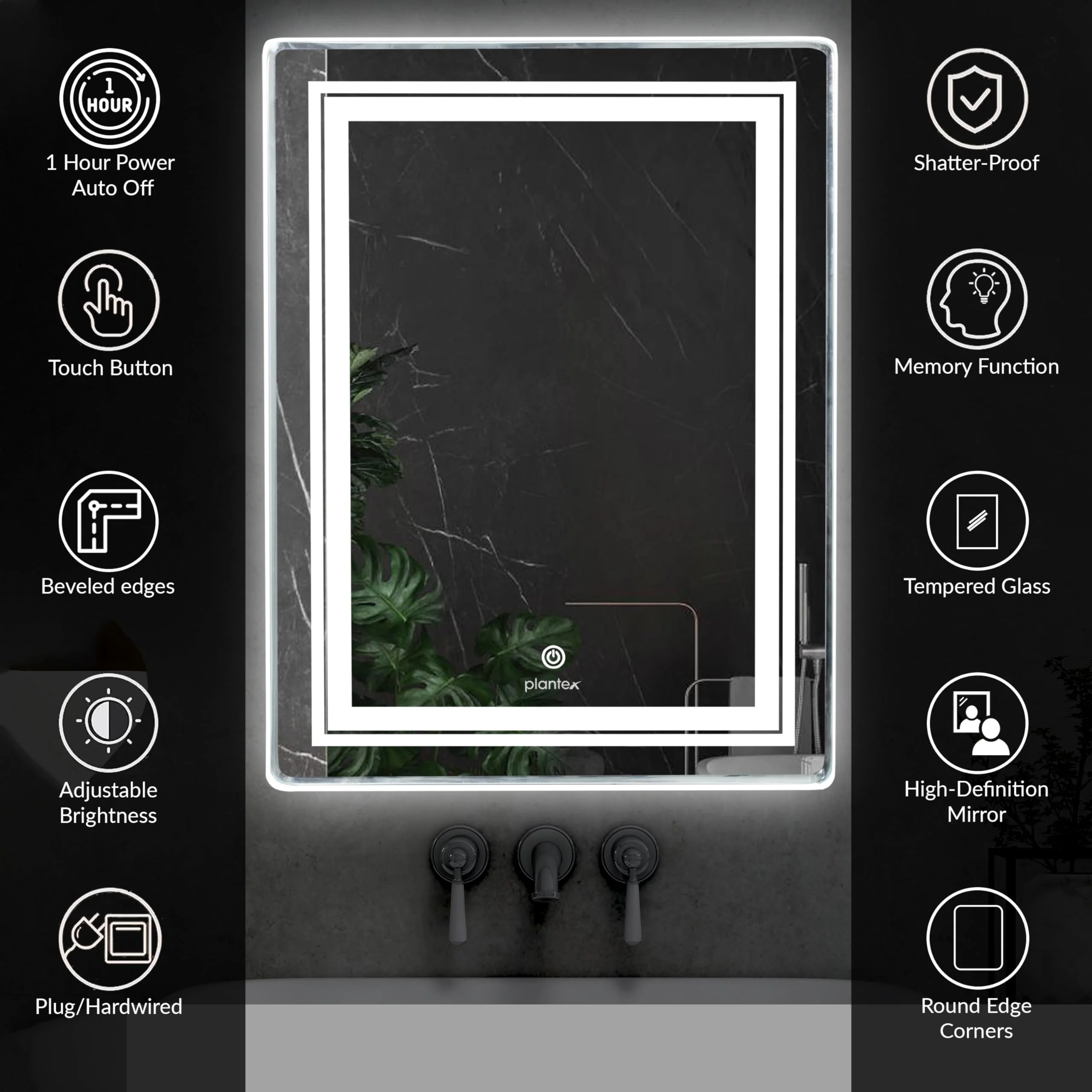 Plantex LED Mirror for Bathroom with 3 Tone/Designer Mirror for Living Room/Bedroom/Dressing Room - Rectangle Shape (18 X 24 Inch) - Image 3