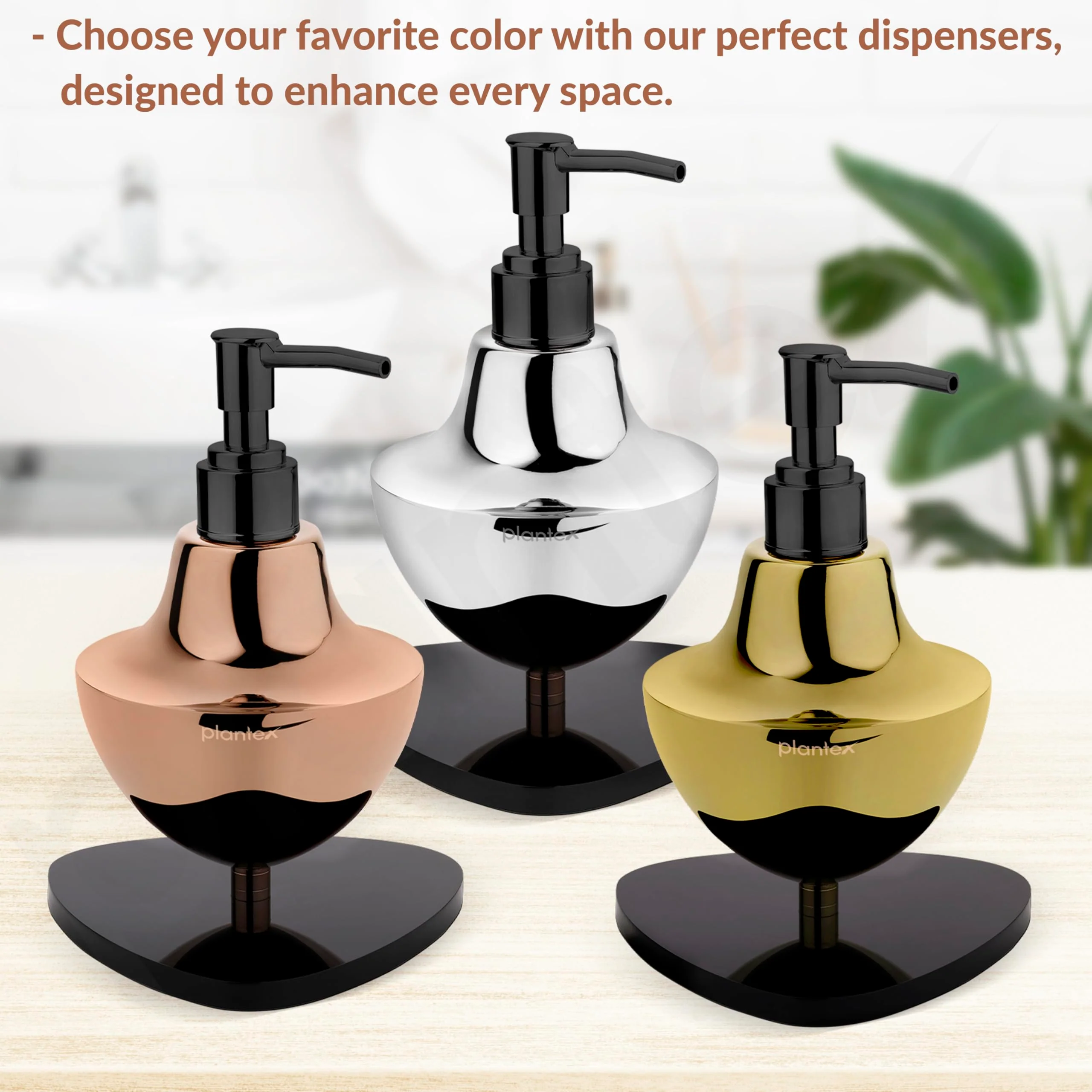 Plantex Liquid Soap Dispenser for Bathroom/Stainless Steel and Acrylic Shampoo Dispenser/Handwash Dispenser for Bathroom/Bathroom Accessories - Pack of 1 (Rose Gold & Black) - Image 7