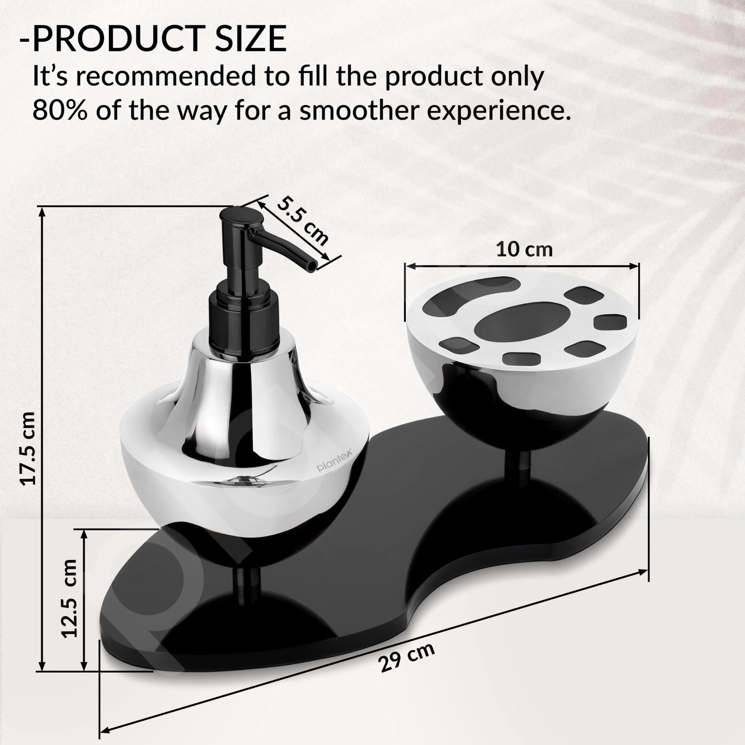 Plantex Liquid Soap Dispenser with Tumbler Holder for Bathroom/Stainless Steel and Acrylic 2 in 1 Shampoo Dispenser with Toothpaste Holder/Bathroom Accessories - Pack of 1 (Chrome & Black) - Image 3