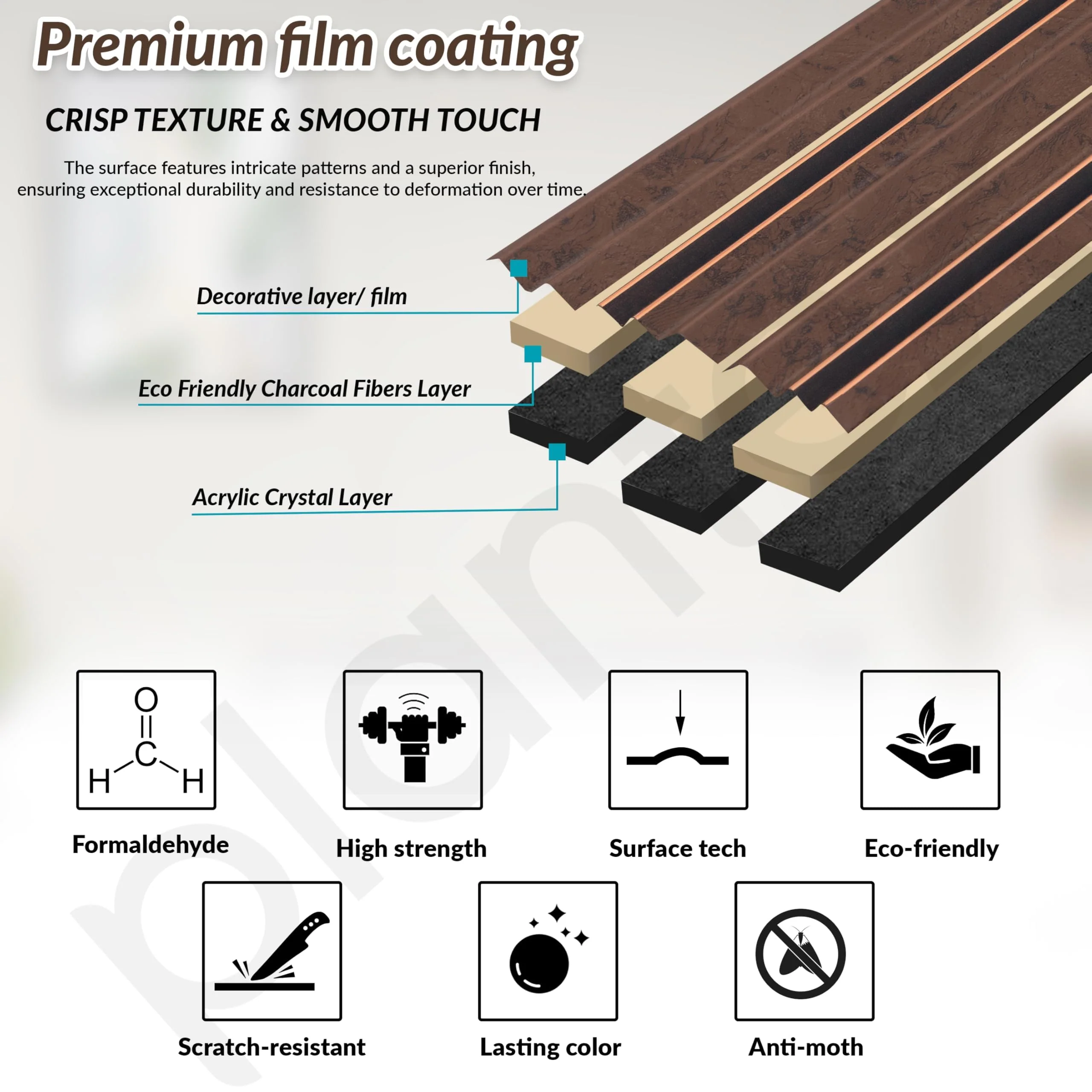Plantex Louvers Panel/8 Feet Charcoal Wall Panels/3D Interior Wall Décor - Pack of 3 Covers - 9 Sq. Ft, Size-5 Inch x 8 Feet (Chestnut Gold) - Image 3