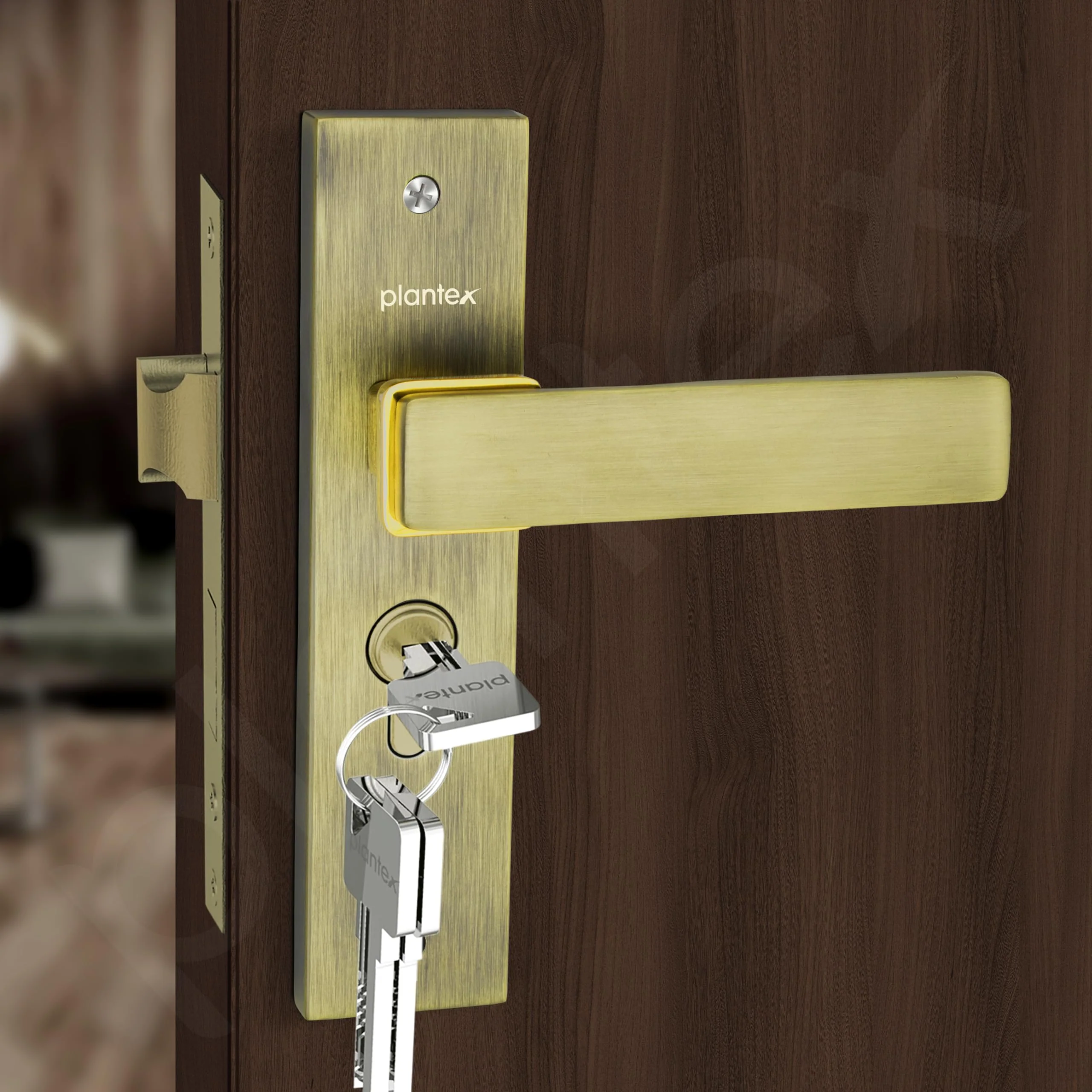 Plantex Main Door Lock/Mortise Locks for Door/6-Lever Lock Mechanism with 3 Years of Warranty - Robust Door Locks for Home with Brass Lock Body & Cylinder(8116 - Brass Antique & PVD Gold) - Image 5