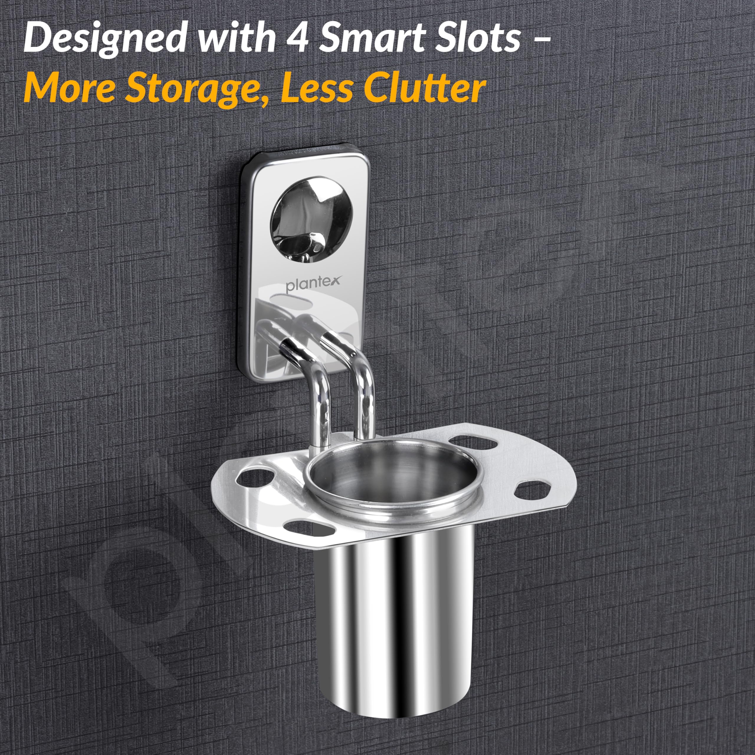 Plantex Metro Platinum Stainless Steel Tooth Brush Holder/Tumbler Holder/Bathroom Accessories - Image 7