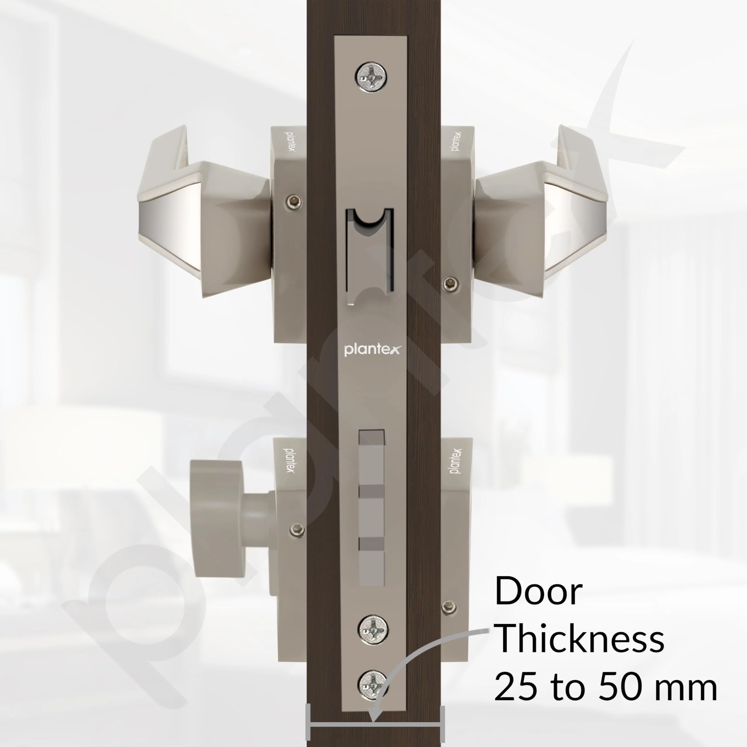 Plantex Mortise Handle Lock for Main Door/Premium Door Lock Set for Home with 3 Years Warranty (Chrome & Satin) - Image 5