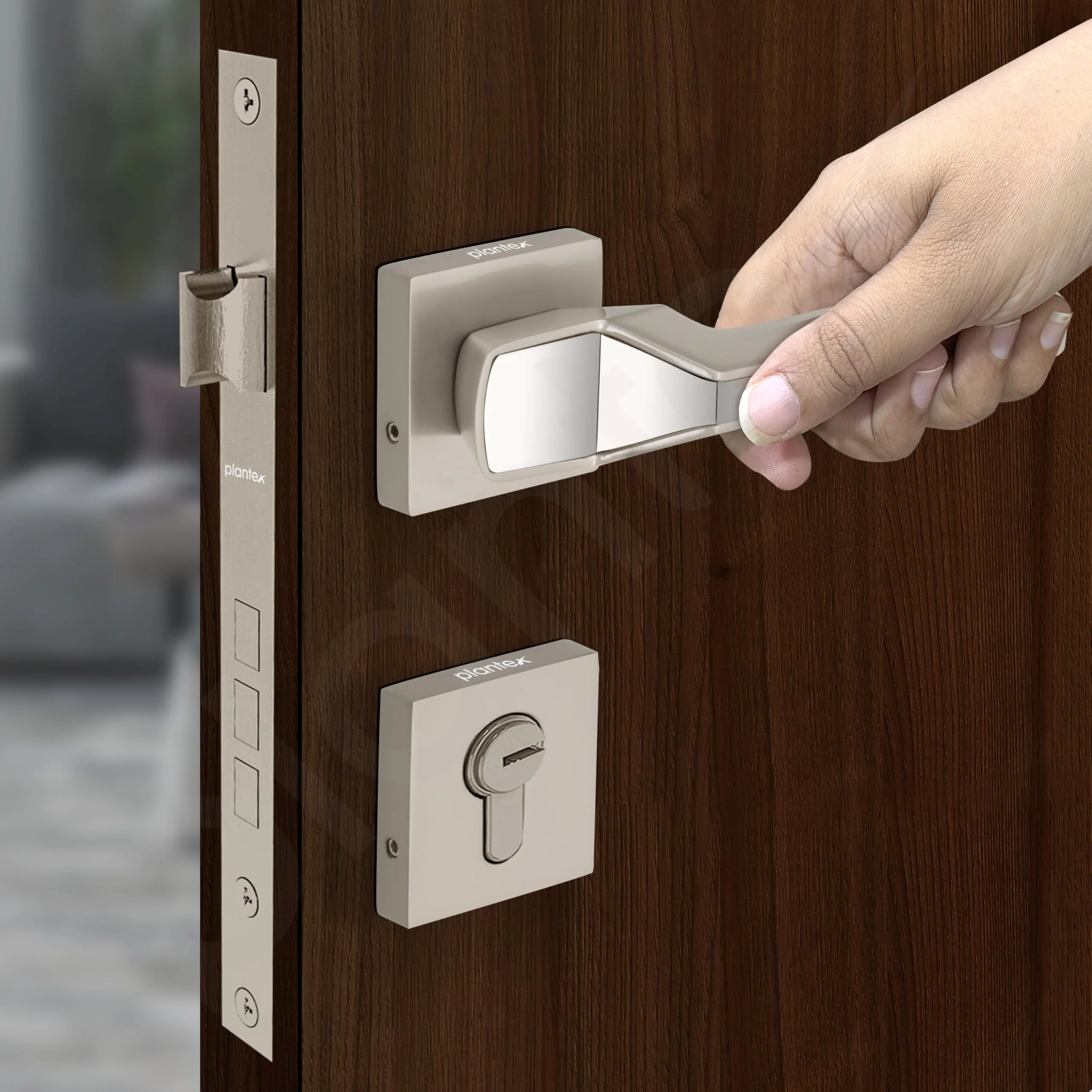 Plantex Mortise Handle Lock for Main Door/Premium Door Lock Set for Home with 3 Years Warranty (Chrome & Satin) - Image 7