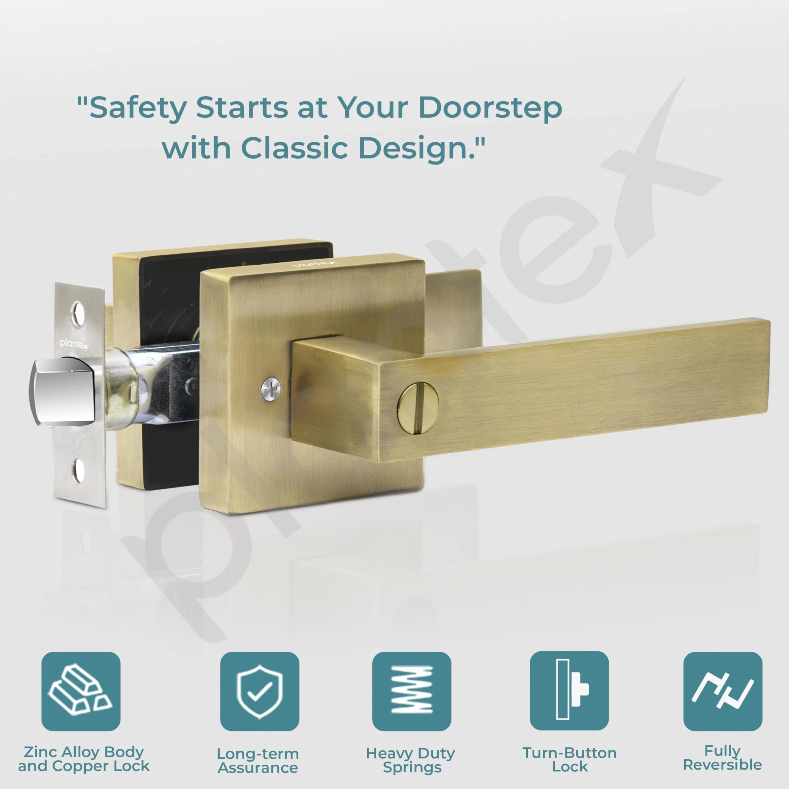 Plantex New Age Bathroom Door Locks/Key-Less Door Lock Set for Bedroom/Balcony/Office/Storeroom - Reversible Design (Brass Antique Finish, 30mm to 50mm Door Range) - Image 3