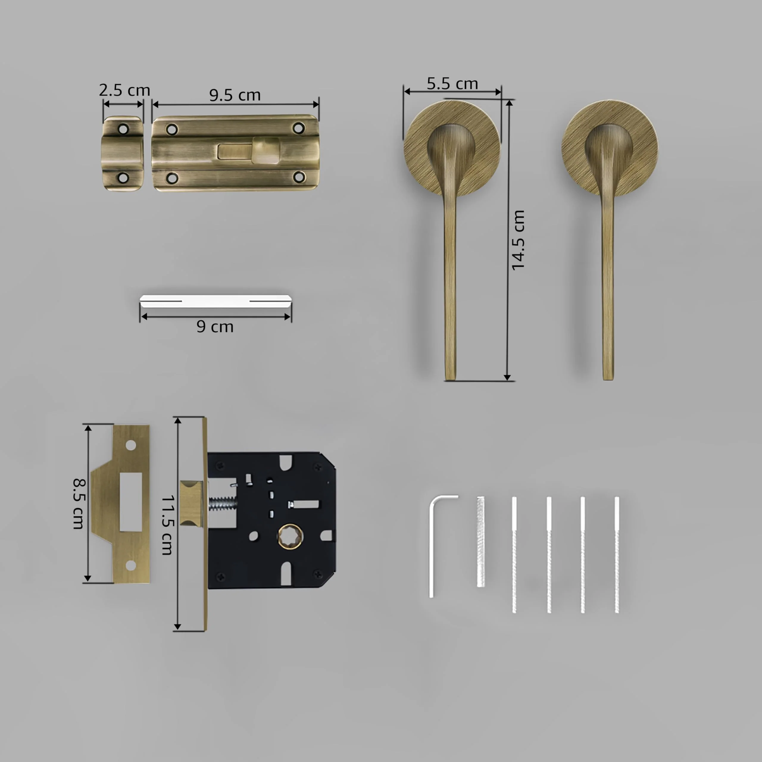 Plantex Pearl Mortise Door Lock for Balcony and Bathroom Door Lock/Keyless Pull Handle Set with Baby Latch (7060 - Brass Antique Finish) - Image 3