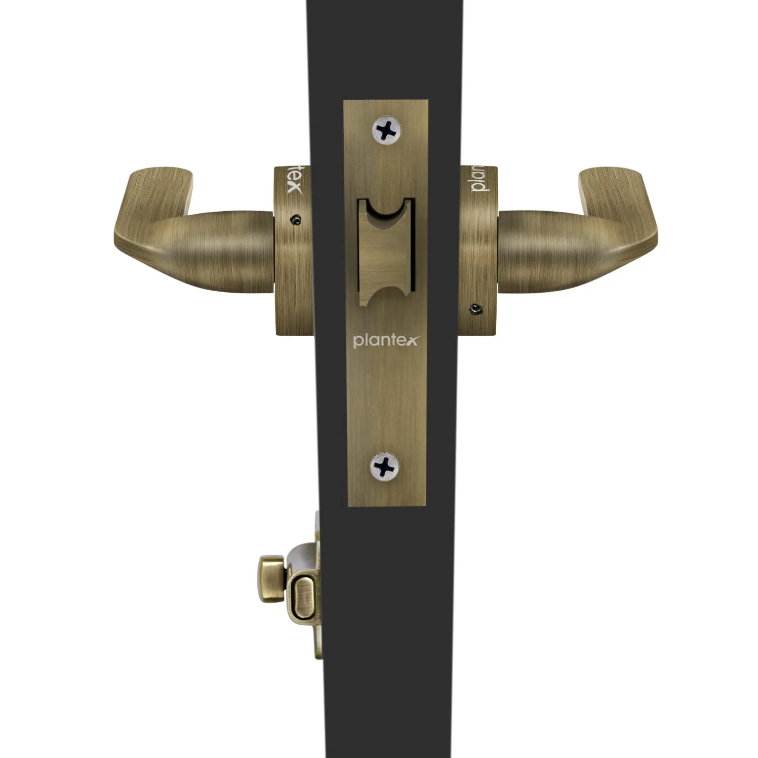 Plantex Pearl Mortise Door Lock for Balcony and Bathroom Door Lock/Keyless Pull Handle Set with Baby Latch (7060 - Brass Antique Finish) - Image 4
