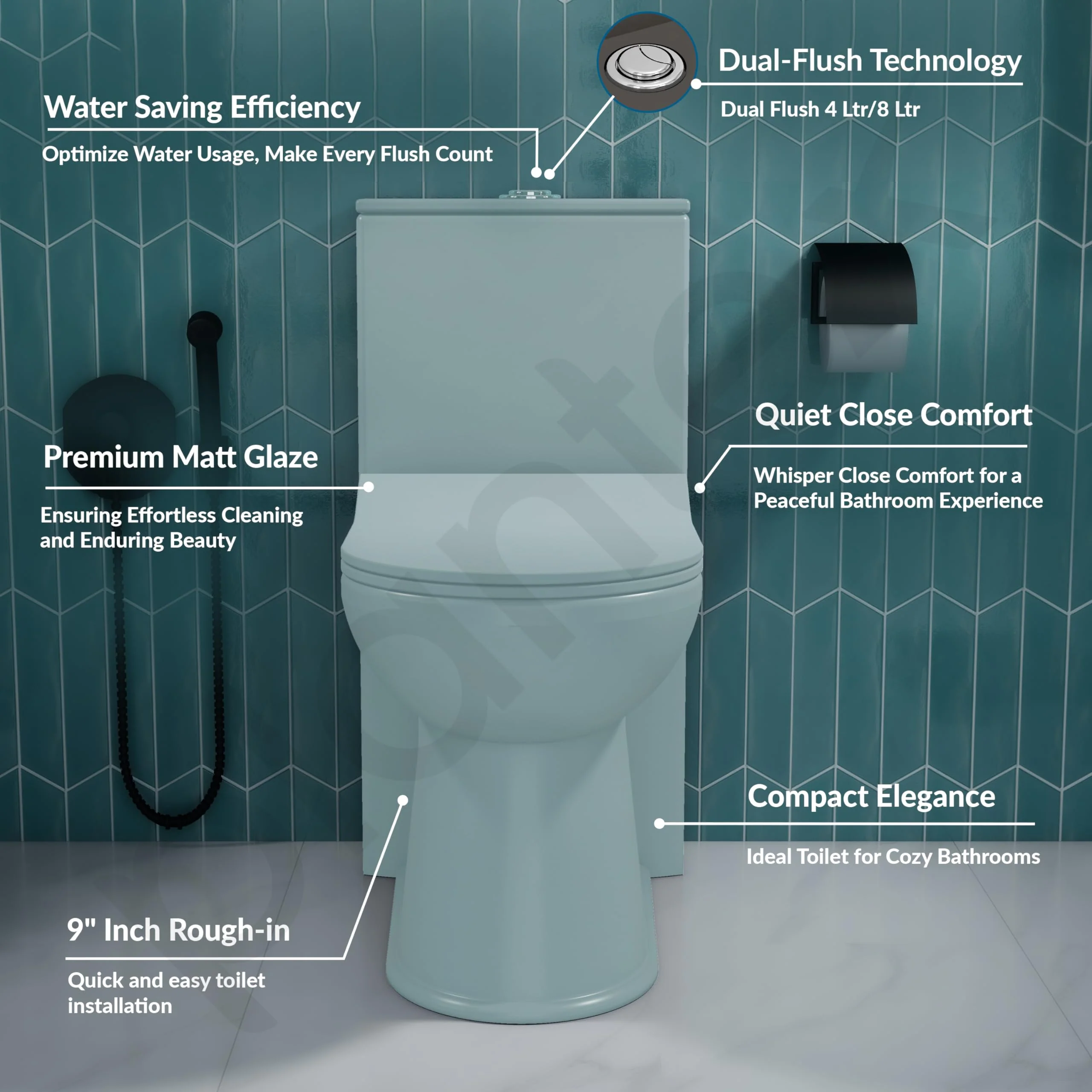 Plantex Platinum Ceramic One Piece Western Toilet/Rimless Washdown Commode for Toilet/Commode With Soft Close Toilet Seat - S Trap Outlet (Ocean) - Image 2