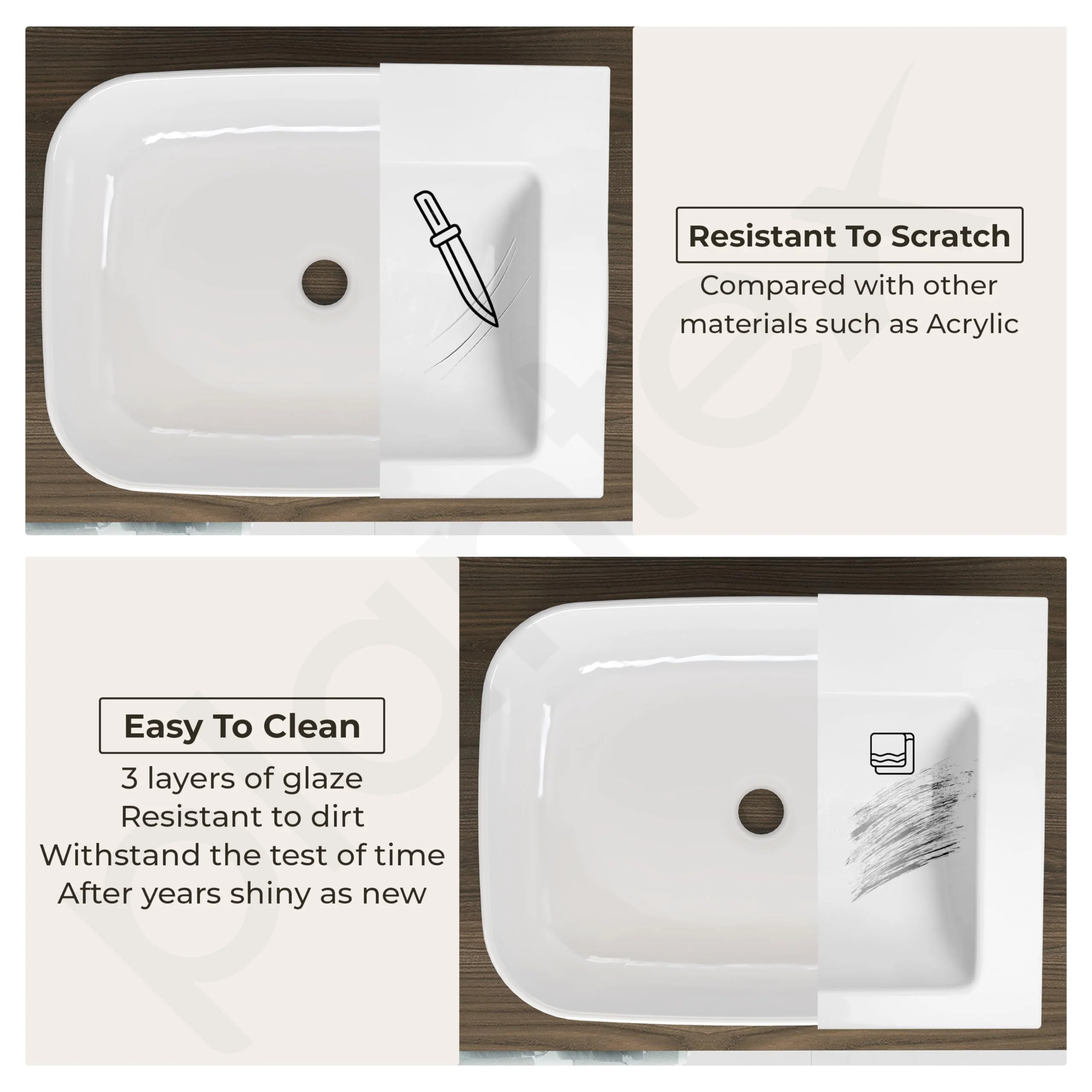 Plantex Platinum Ceramic Tabletop Rectangular Wash Basin/Washbasin for Bathroom/10 Years Glaze Warranty by Plantex/Small Wash Basin (White - 18 x 13 x 5 Inch) - Image 5