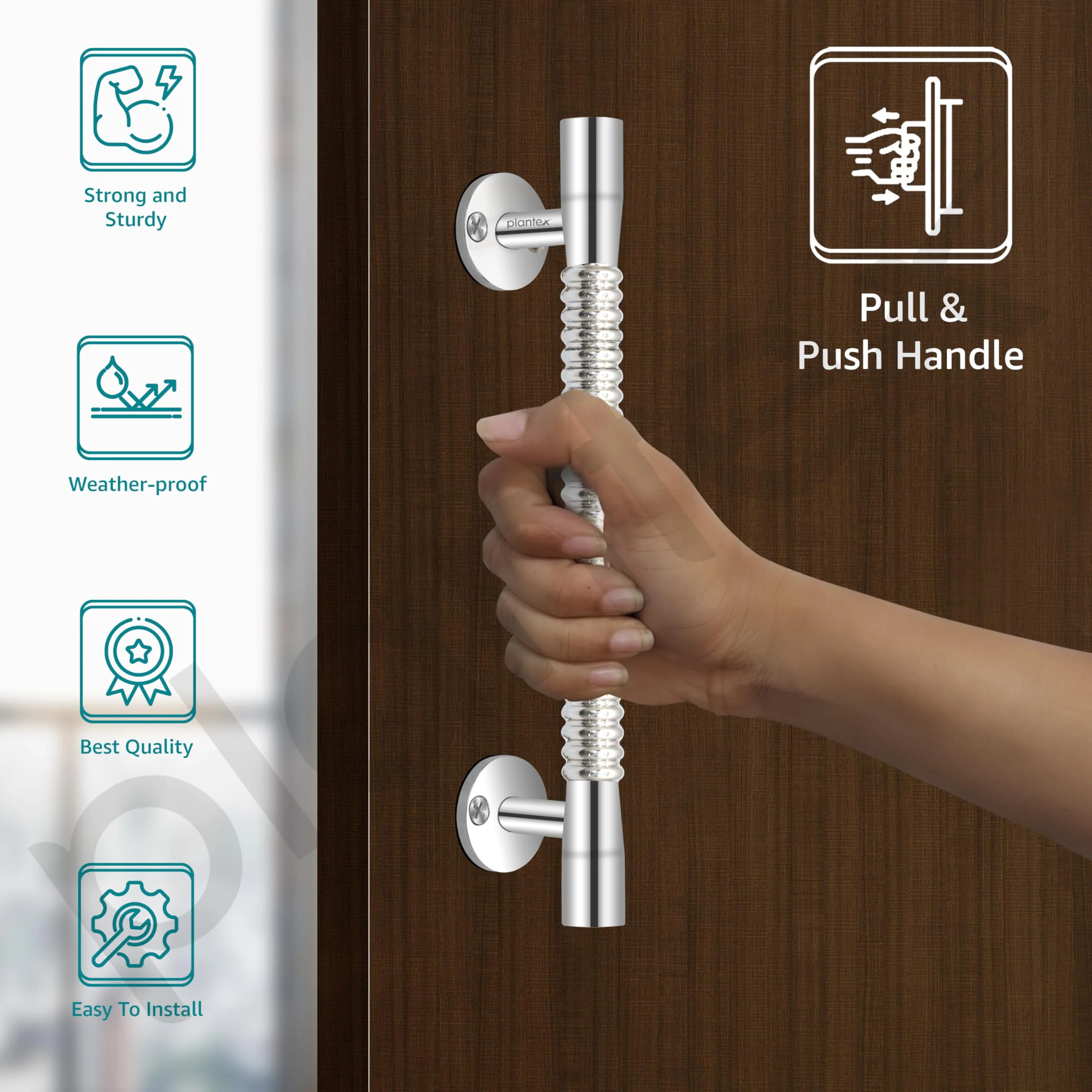 Plantex Pooja Room Door Handles/Pull Push Main Door Handle/8 Inch Door Handle for Main Door - Pack of 1 (S-141, Chrome) - 3 Years Warranty - Image 4