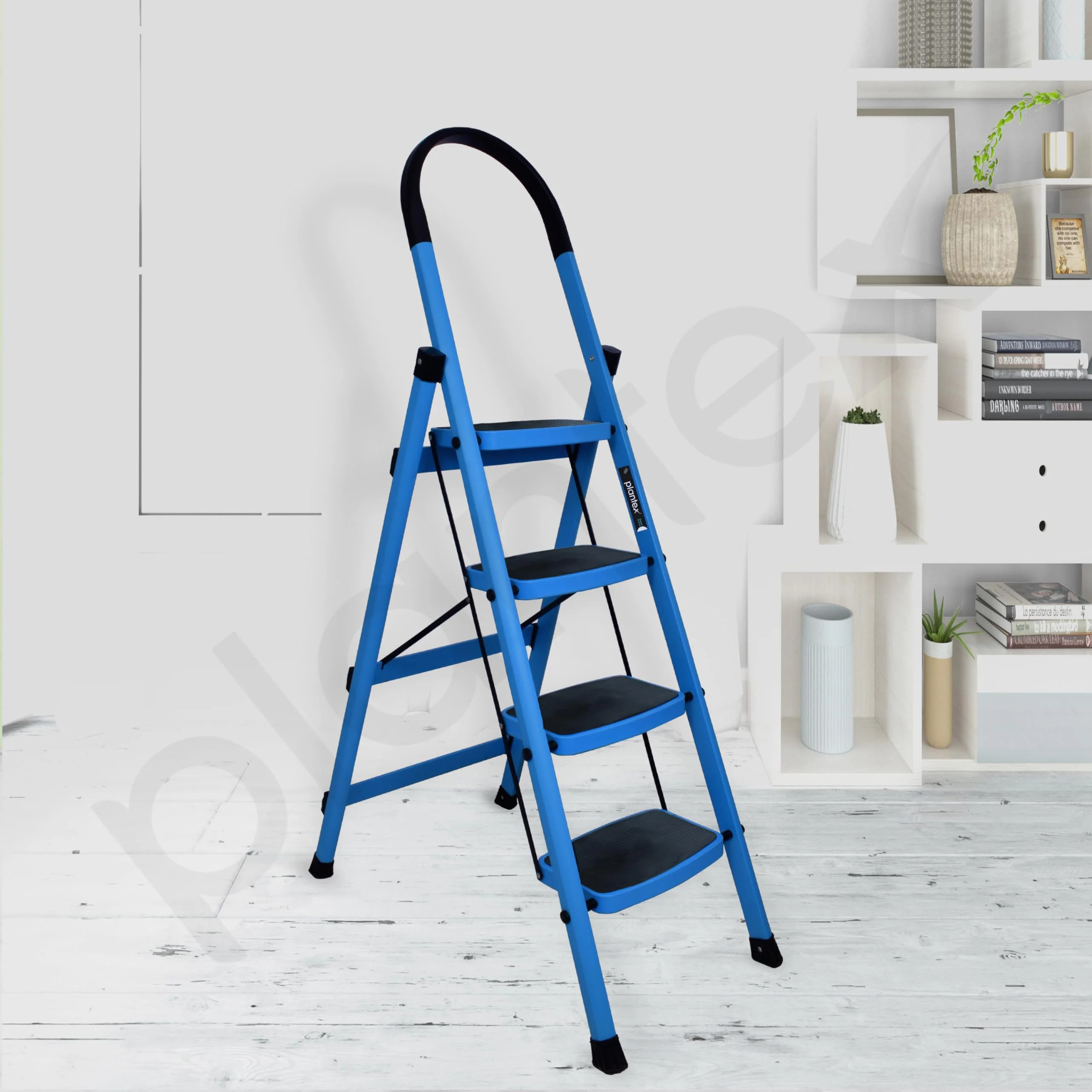 Plantex Premium 4 Step Steel Ladder/Ladder for Home/Wide Anti-Skid Wide Step Ladder/Capacity Upto 150 Kg (Blue & Black) - Image 7