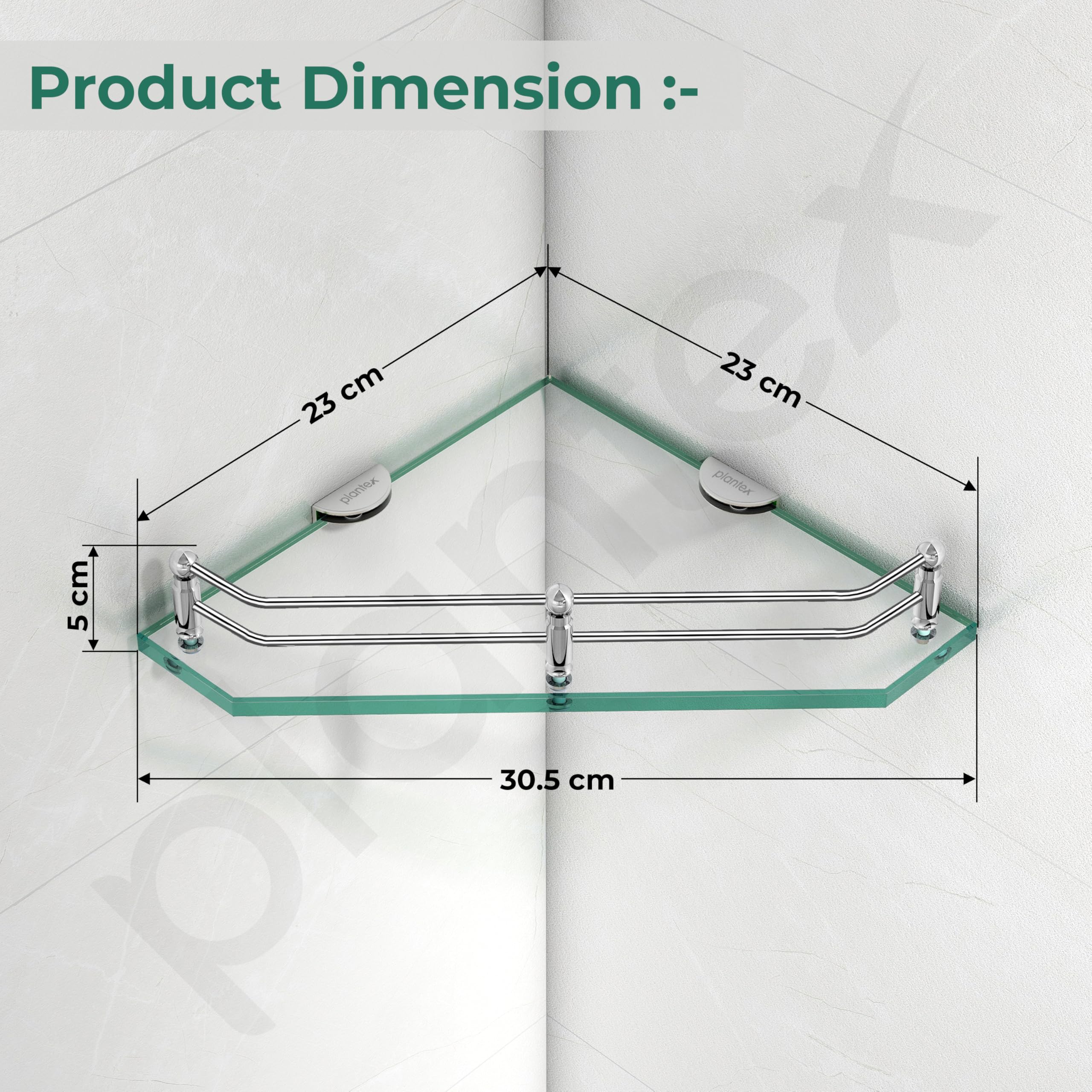 Plantex Premium Glass Corner Shelf for Bathroom/Glass Shelf for Kitchen/Transparent Bathroom Accessories (Transparent,9x9 Inches) - Pack of 3 - Image 3