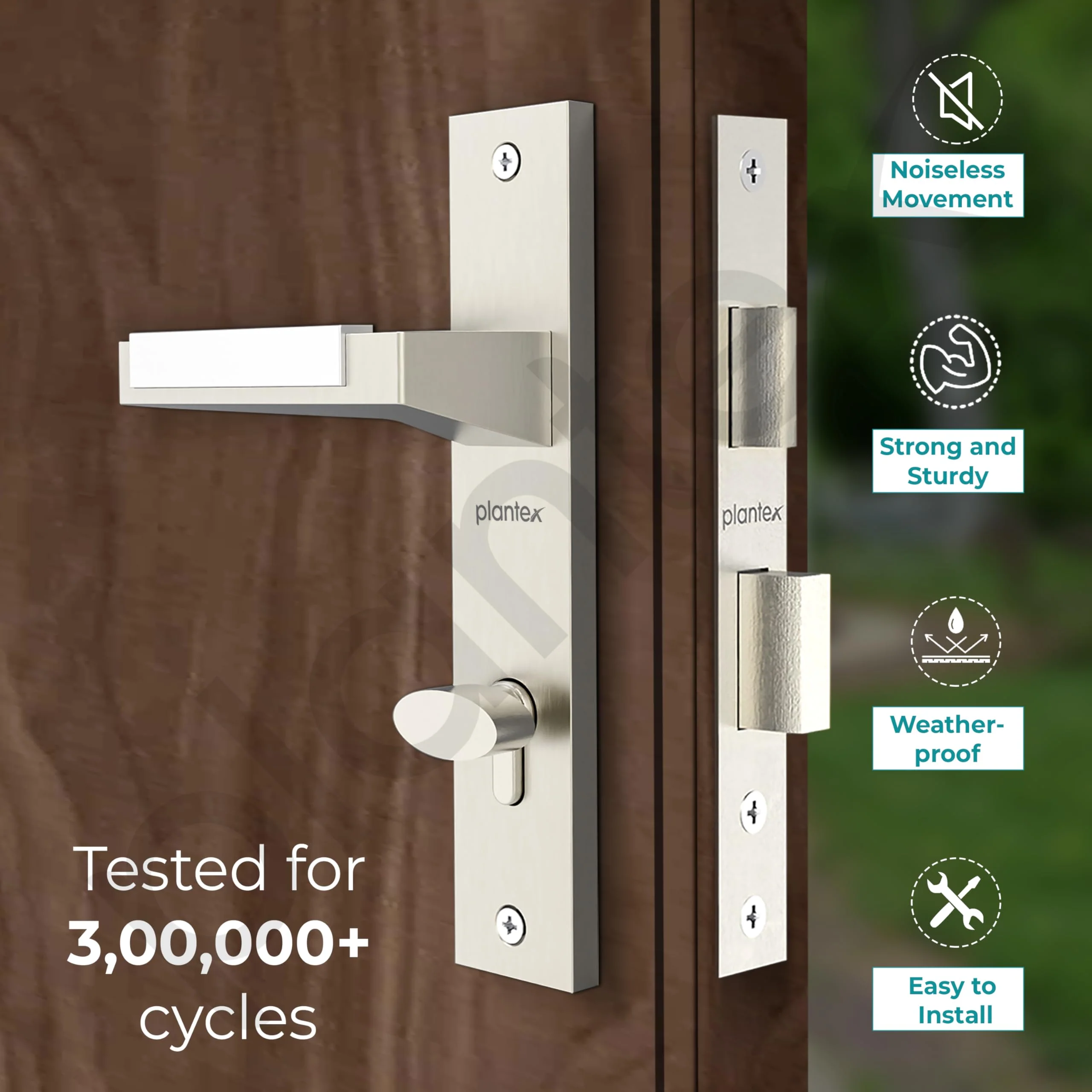 Plantex Premium Door Lock for Home/6-Lever Lock Mechanism with 3 Years of Warranty/Mortise Locks for Door - (8001- Chrome & Matt) - Image 2
