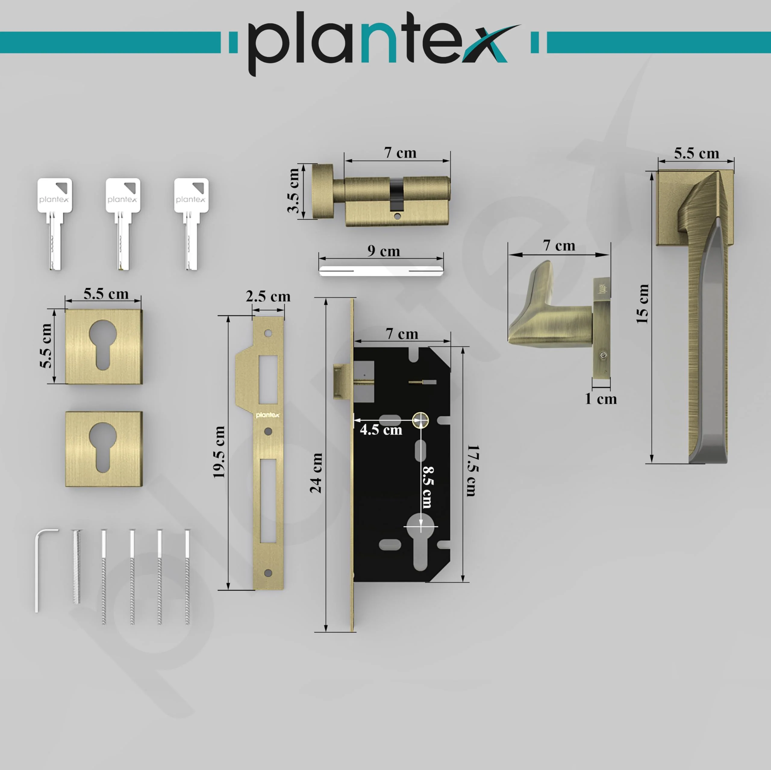 Plantex Premium Door Lock with 3 Years of Warranty/Main Door Lock for Home/Mortise Lock for Door - Main Door Lock Set (7082 - Brass Antique/Satin Black Matt) - Image 3