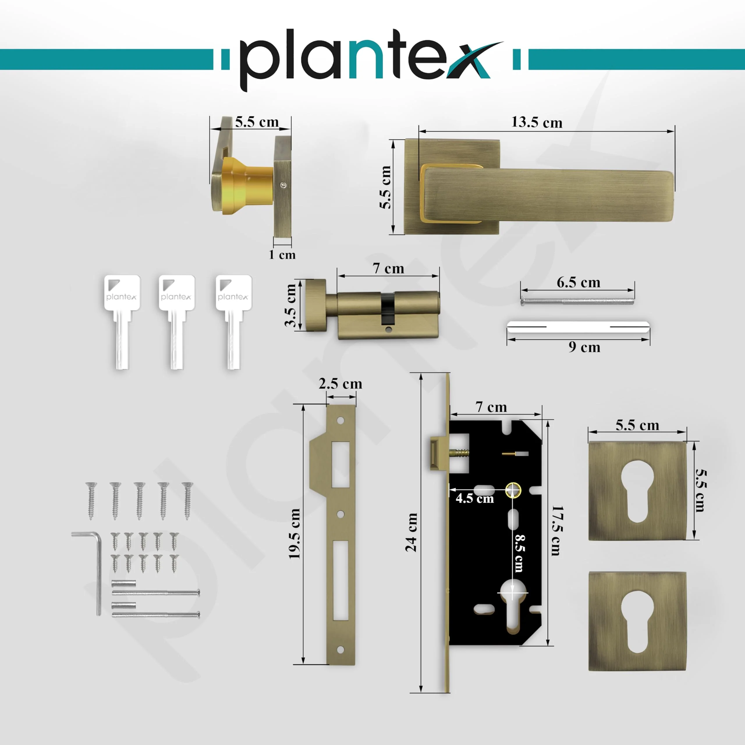 Plantex Premium Door Lock with 3 Years of Warranty/Main Door Lock for Home/Mortise Lock for Door - Main Door Lock Set(7116 - PVD Gold & Brass Antique) - Image 3
