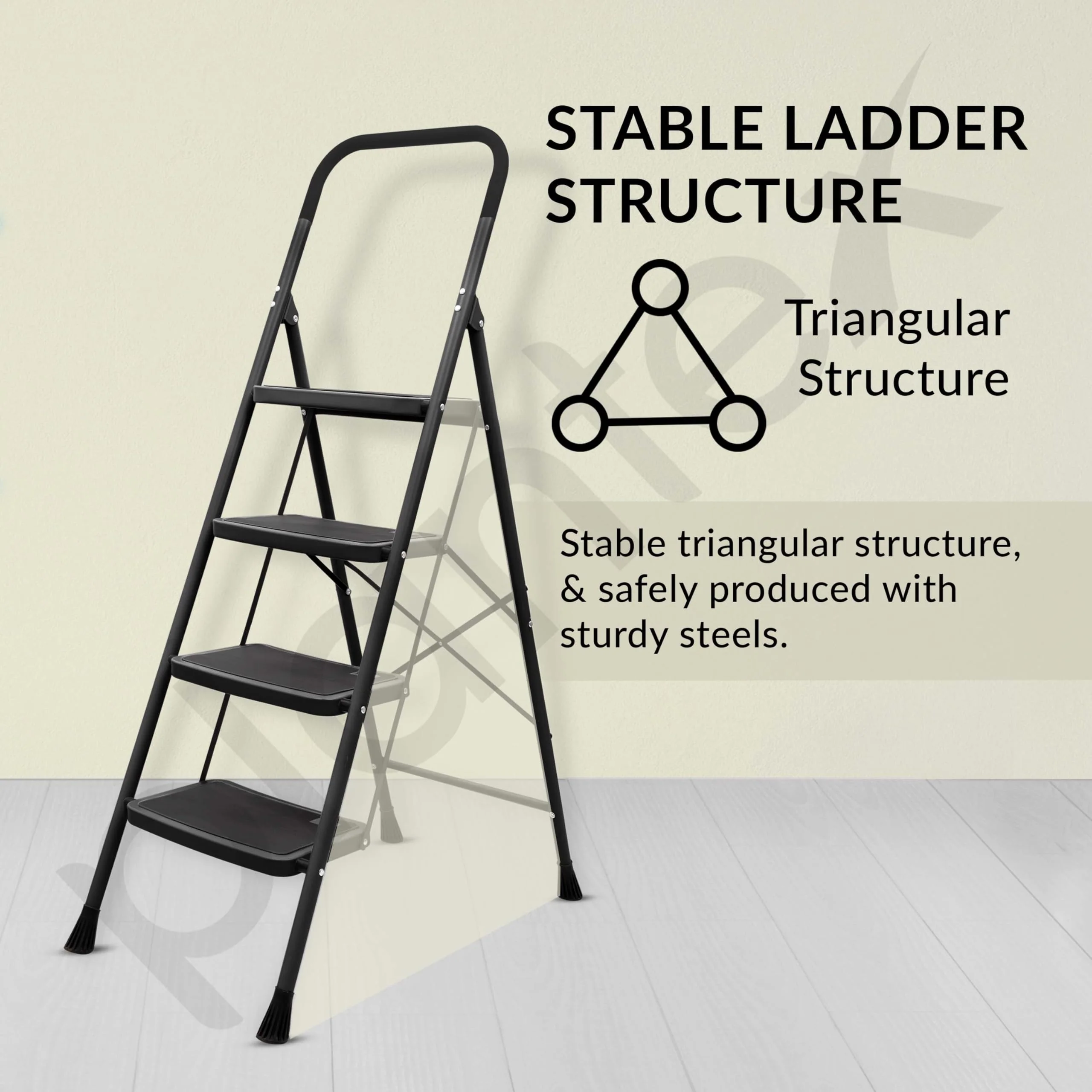 Plantex Premium Foldable Ladder for Home Use – Durable Alloy Steel ladder/4-Step Ladder for Safe and Easy Access (Black & Grey) - Image 5