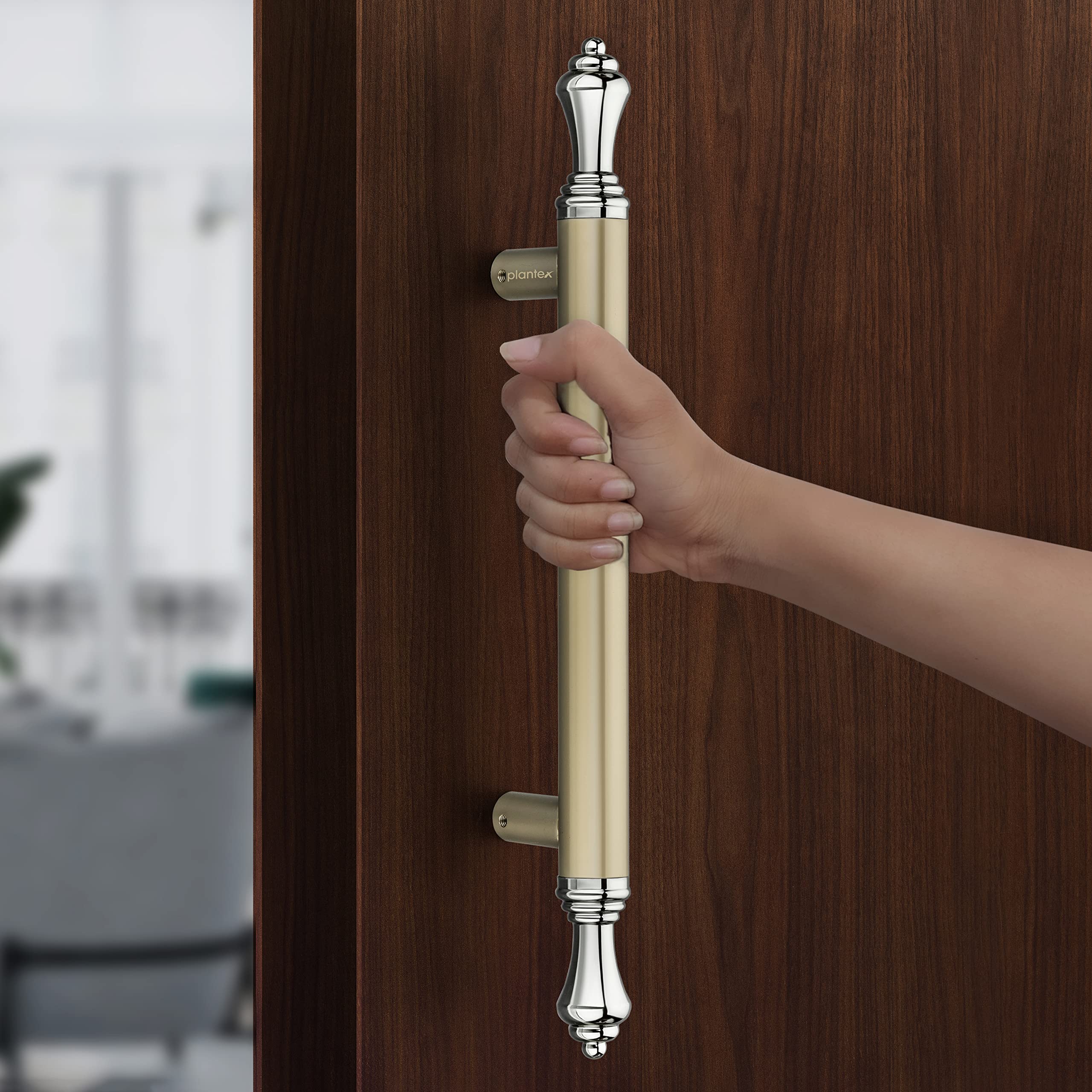 Plantex Premium Main Door Handle/14 Inch Door Handle/Pull-Push Door Handle for Glass/Wooden Door- Pack of 1 (Satin White-Chrome Finish) - 3 Years Warranty - Image 7