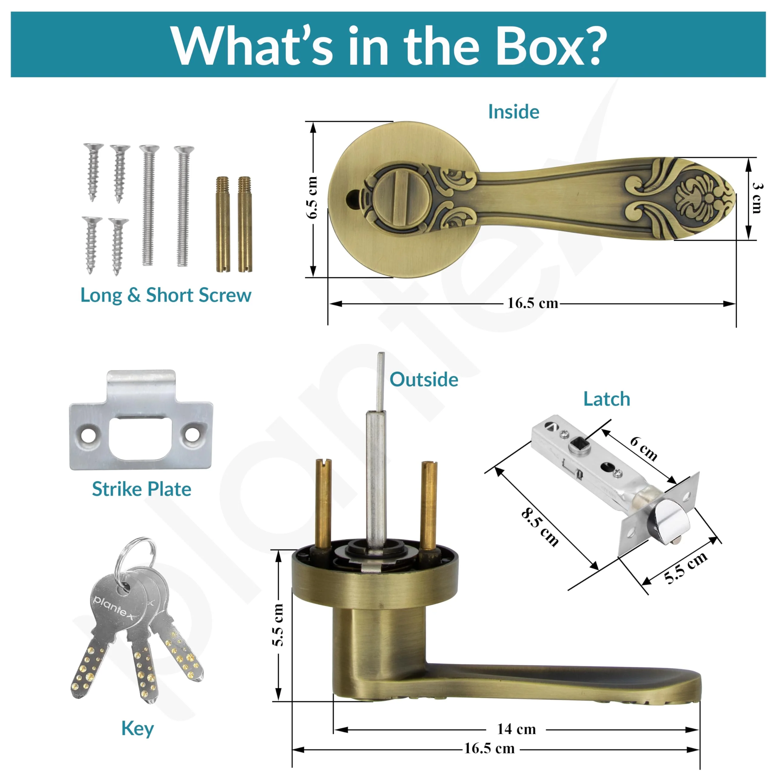 Plantex Premium Mortise Door Lock/Door Lock for Home/Main Door Lock Set with 3 Computerise Keys - (Brass Antique) - Image 4
