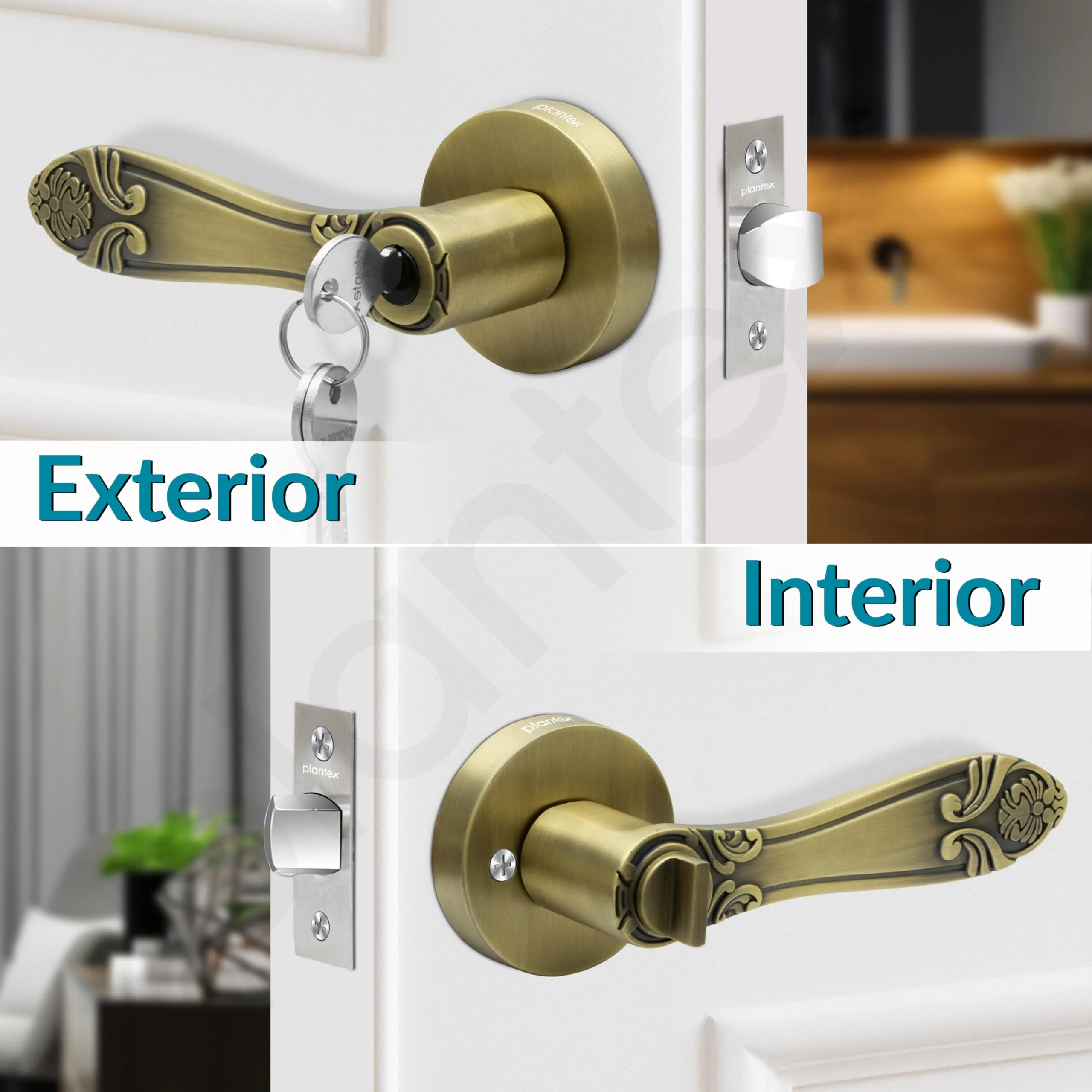 Plantex Premium Mortise Door Lock/Door Lock for Home/Main Door Lock Set with 3 Computerise Keys - (Brass Antique) - Image 5