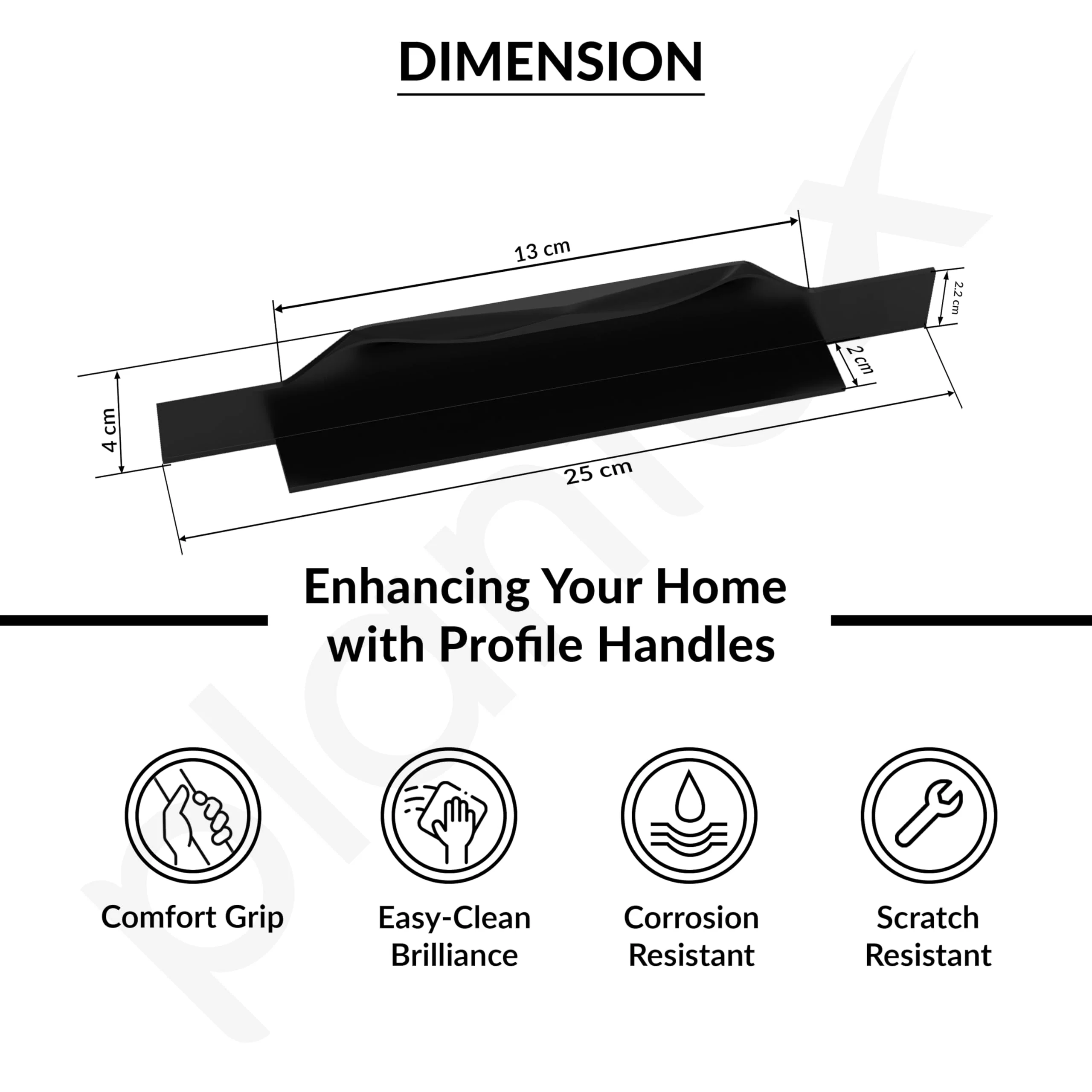 Plantex Profile Handle for Kitchen Cabinet/10 Inch Alluminium Drawer Profile Handle/Wardrobe Pull Handle for Home/Office/Hotel - Pack of 1 (Black) - Image 3