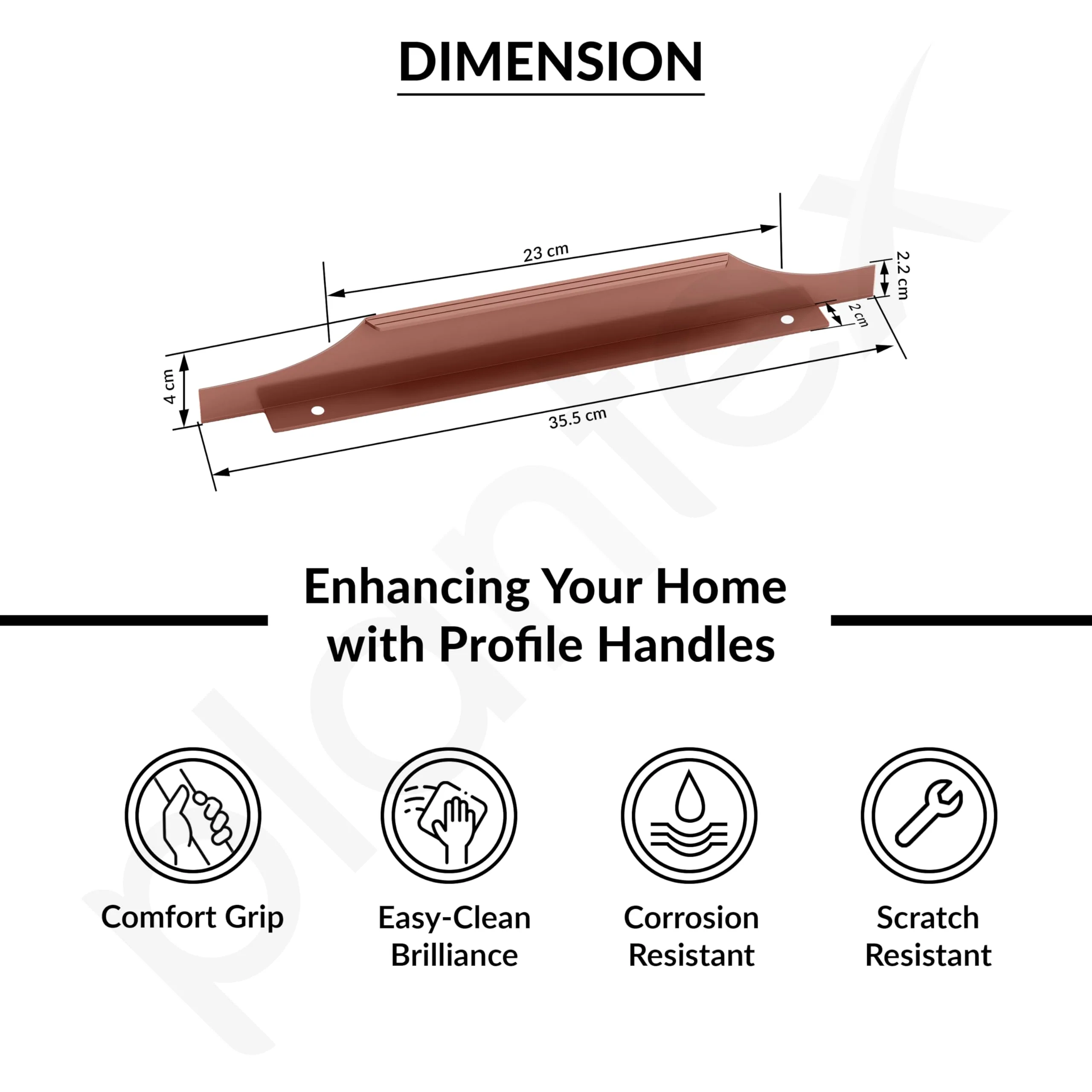 Plantex Profile Handle for Kitchen Cabinet/14 Inch Alluminium Drawer Profile Handle/Wardrobe Pull Handle for Home/Office/Hotel - Pack of 1 (Rose Gold) - Image 3