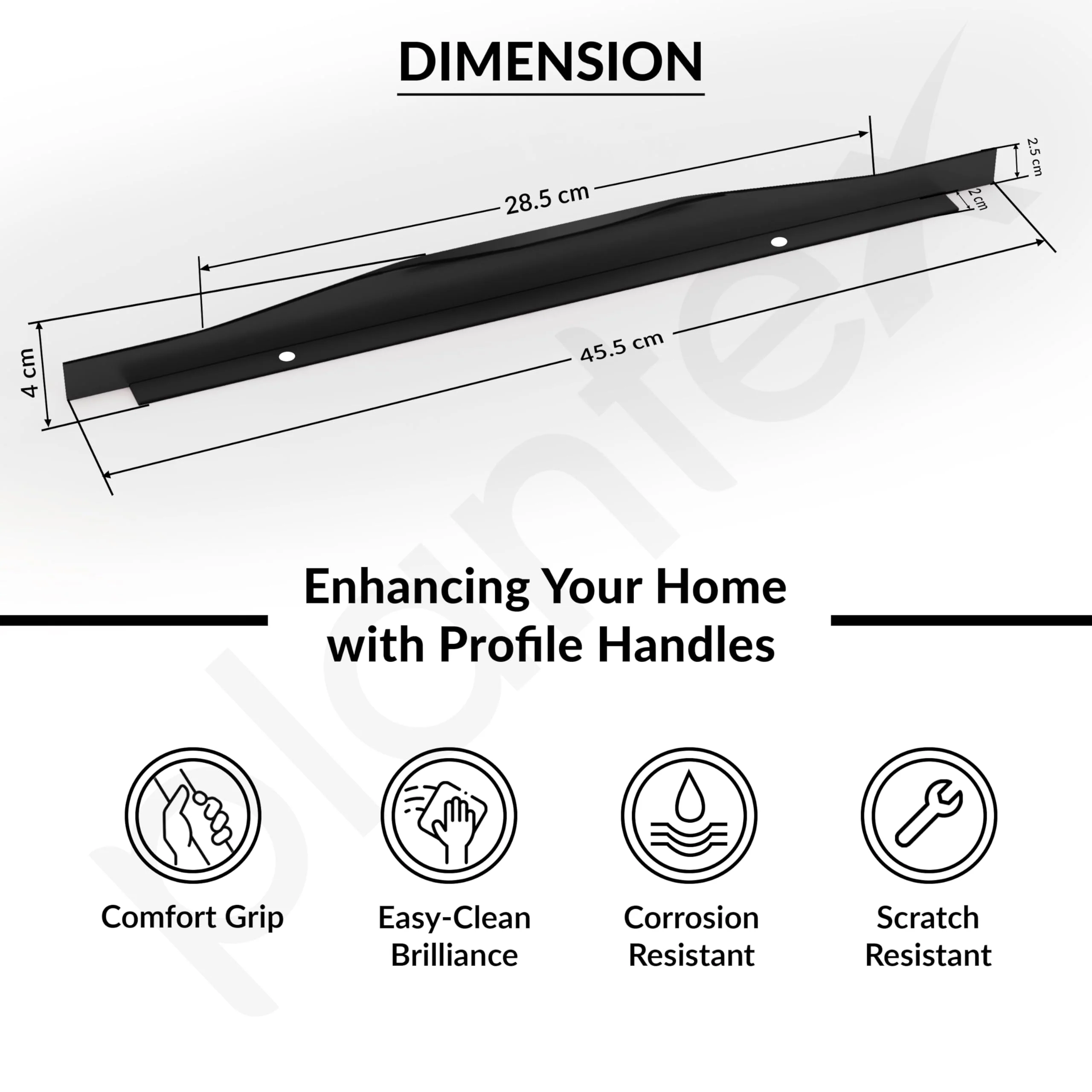 Plantex Profile Handle for Kitchen Cabinet/18 Inch Alluminium Drawer Profile Handle/Wardrobe Pull Handle for Home/Office/Hotel - Pack of 1 (Black) - Image 3