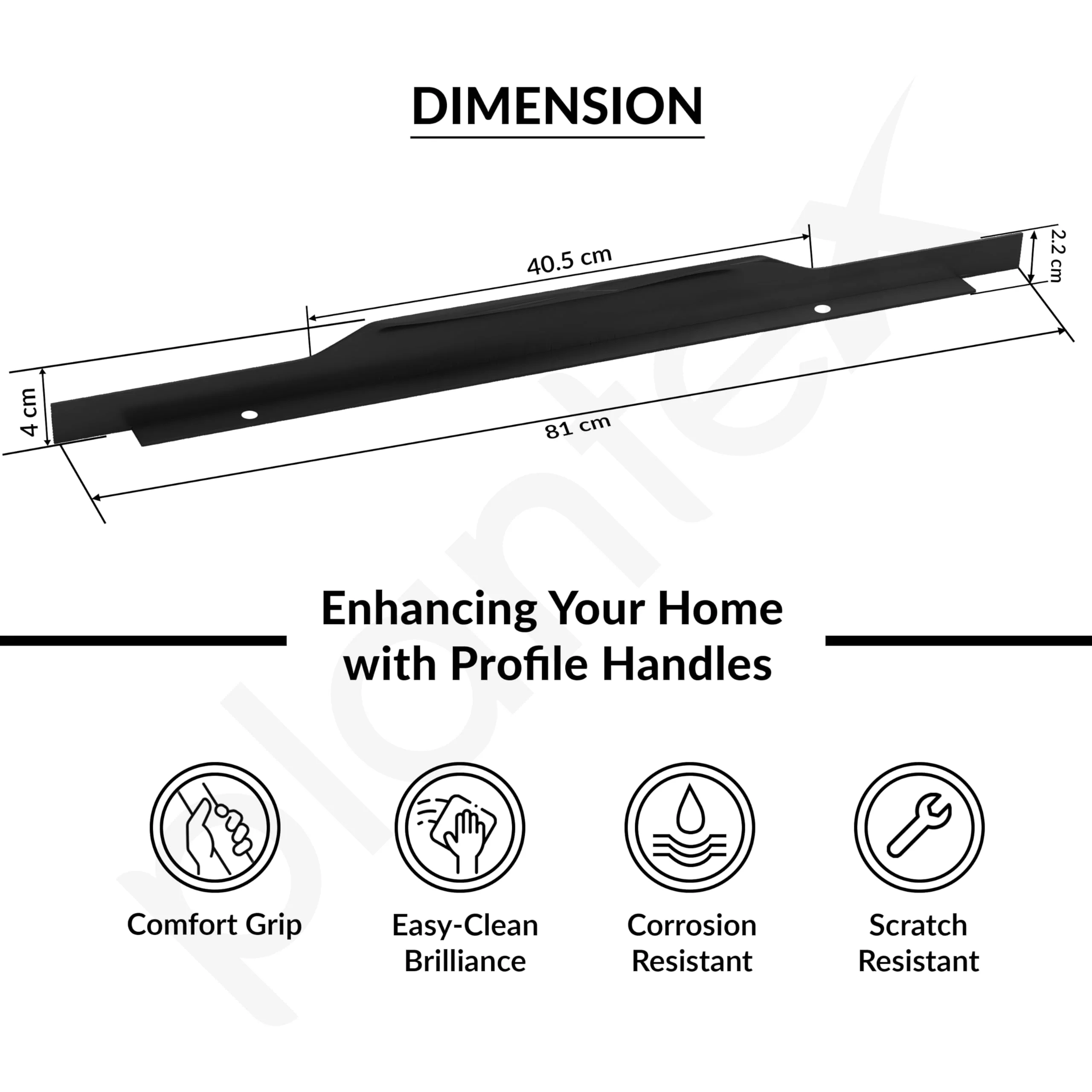 Plantex Profile Handle for Kitchen Cabinet/32 Inch Alluminium Drawer Profile Handle/Wardrobe Pull Handle for Home/Office/Hotel - Pack of 1 (Black) - Image 3