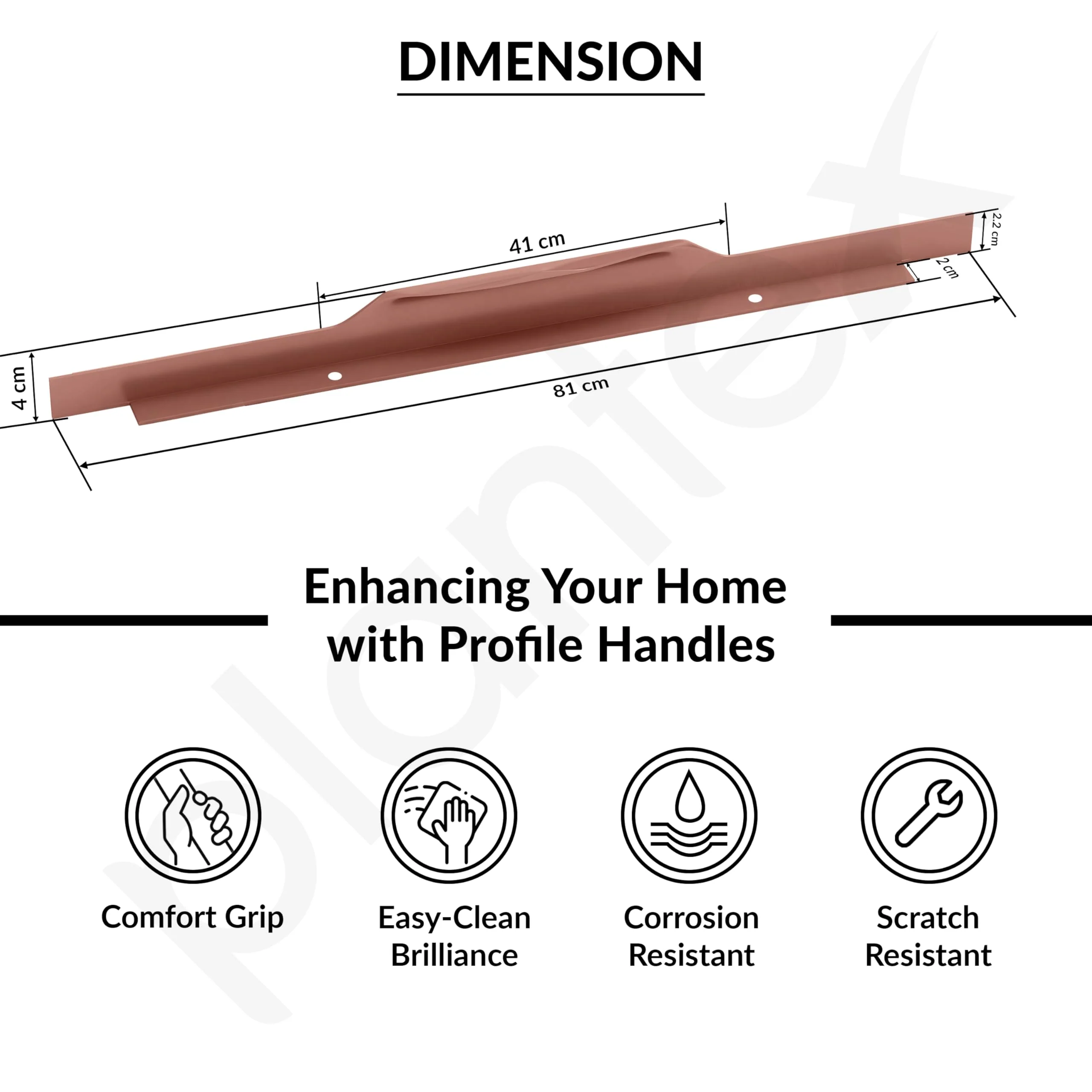 Plantex Profile Handle for Kitchen Cabinet/32 Inch Alluminium Drawer Profile Handle/Wardrobe Pull Handle for Home/Office/Hotel - Pack of 1 (Rose Gold) - Image 3