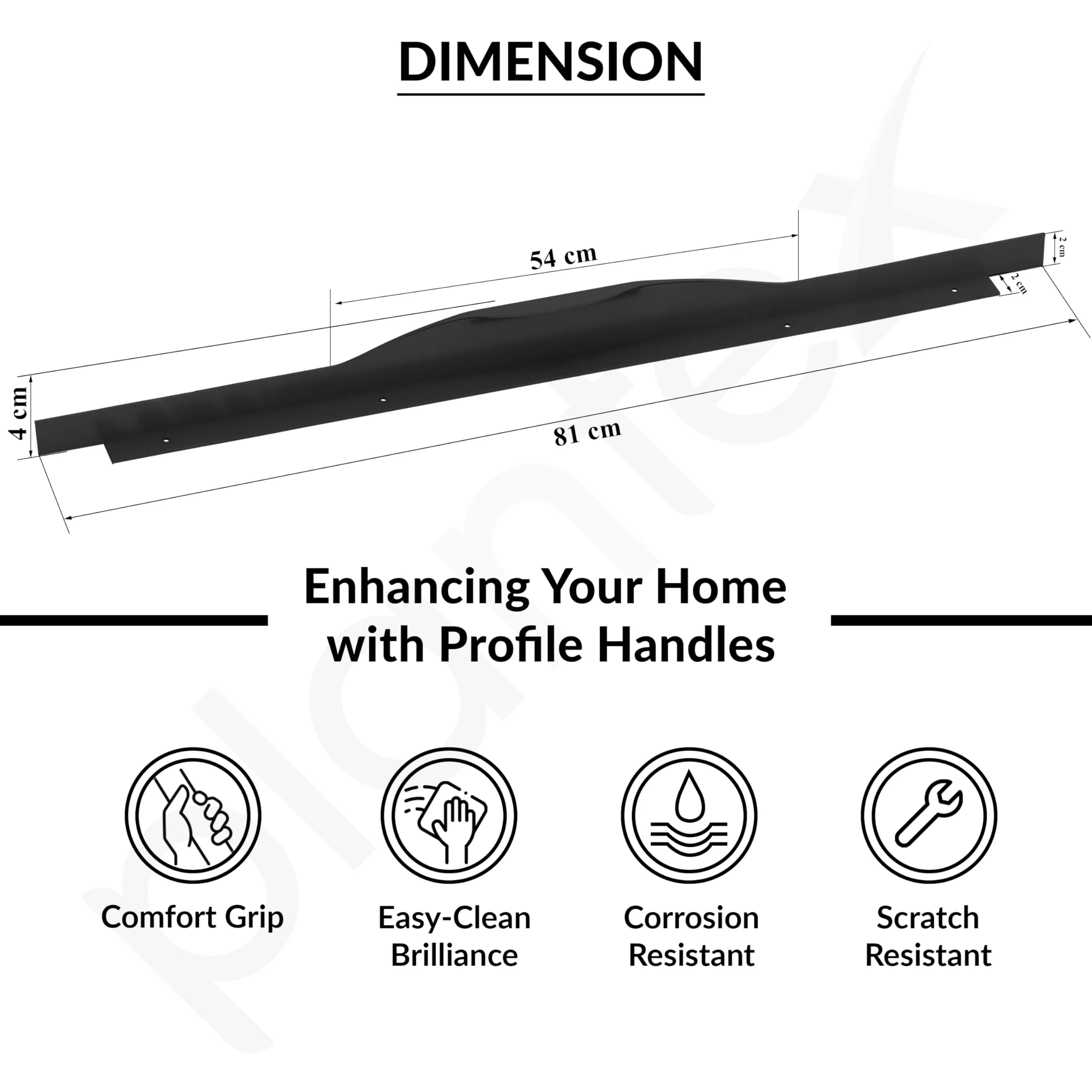 Plantex Profile Handle for Kitchen Cabinet/32 Inch Alluminium Drawer Profile Handle/Wardrobe Pull Handle for Home/Office/Hotel - Pack of 2 (Black) - Image 3