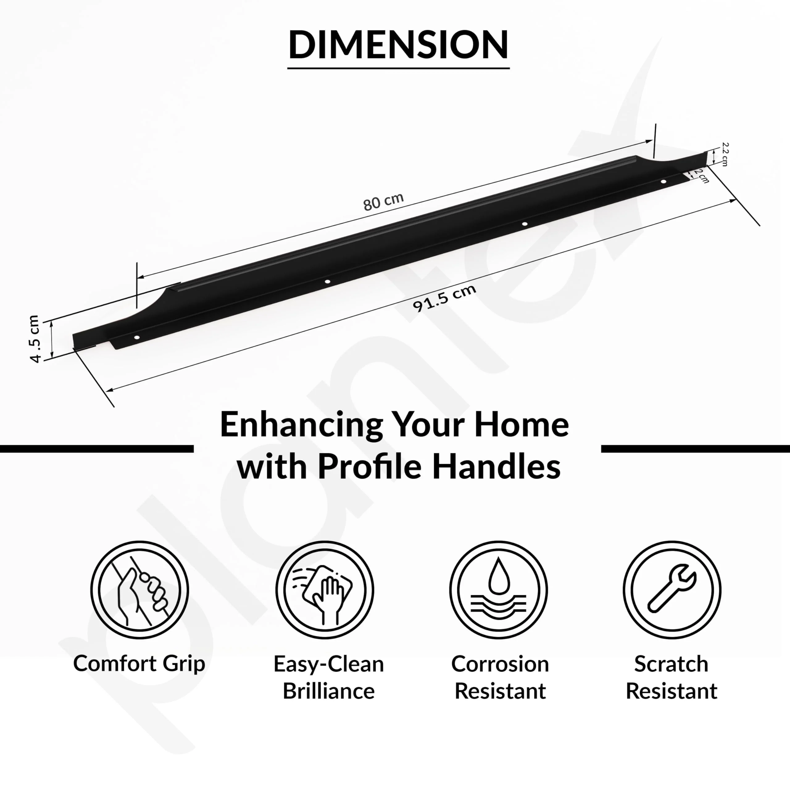 Plantex Profile Handle for Kitchen Cabinet/36 Inch Alluminium Drawer Profile Handle/Wardrobe Pull Handle for Home/Office/Hotel - Pack of 1 (Black) - Image 3