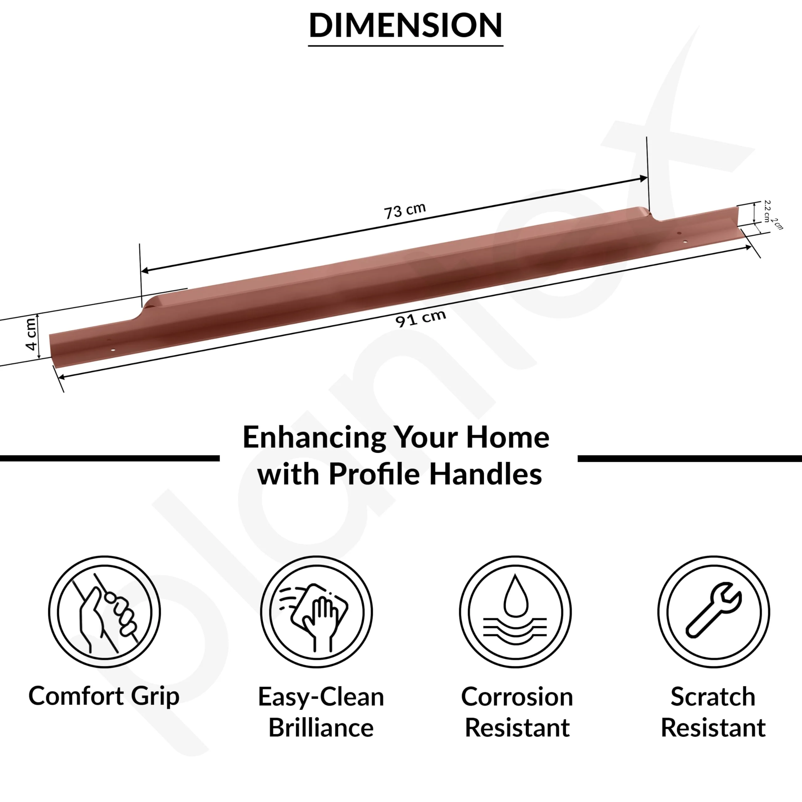 Plantex Profile Handle for Kitchen Cabinet/36 Inch Alluminium Drawer Profile Handle/Wardrobe Pull Handle for Home/Office/Hotel - Pack of 1 (Rose Gold) - Image 3