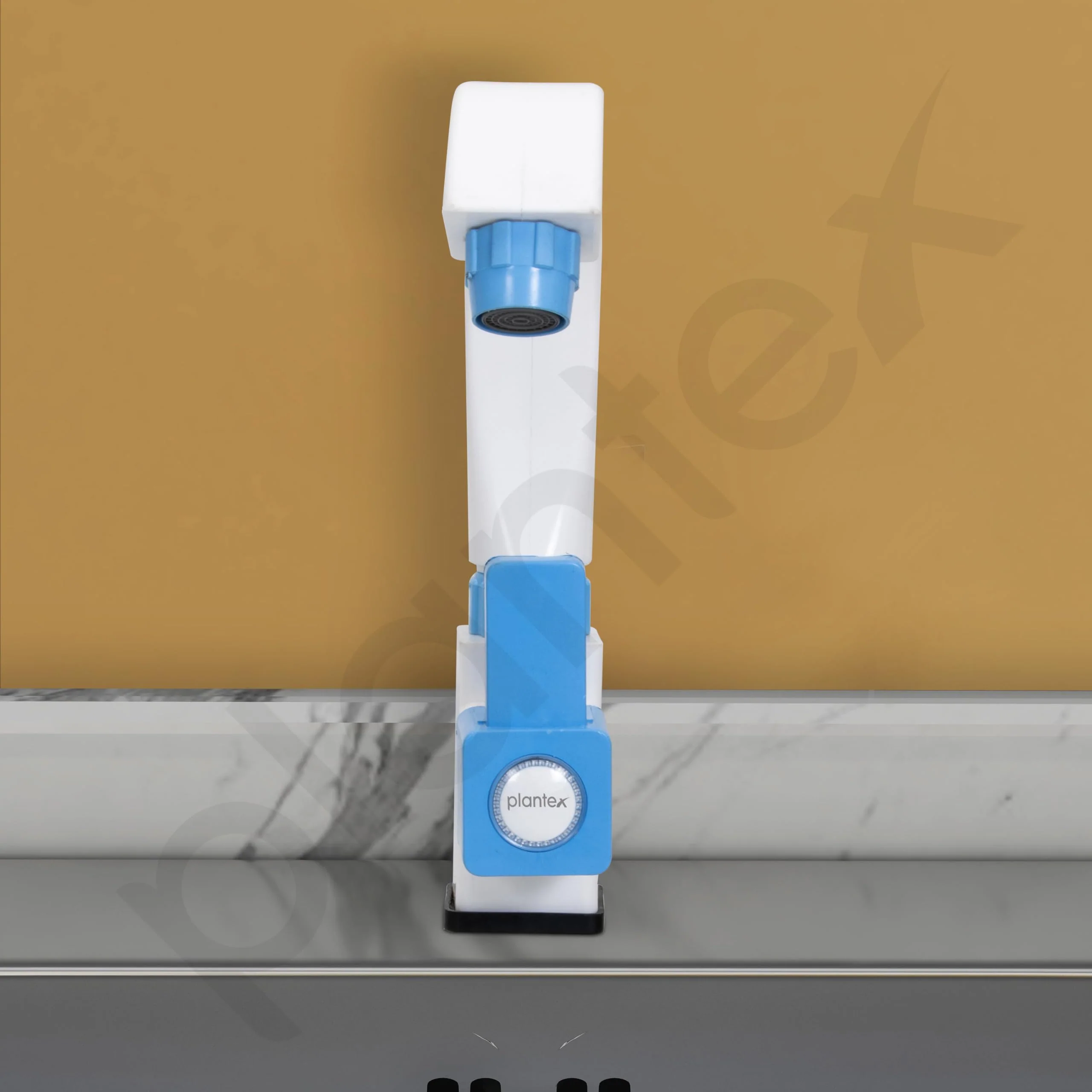 Plantex PTMT ES-116 Single Lever Swan Neck Sink Tap with Wall Flange/360° Swivel Spout with Water Saving Nozzle for Kitchen Sink Tap (Blue & White) - Image 4