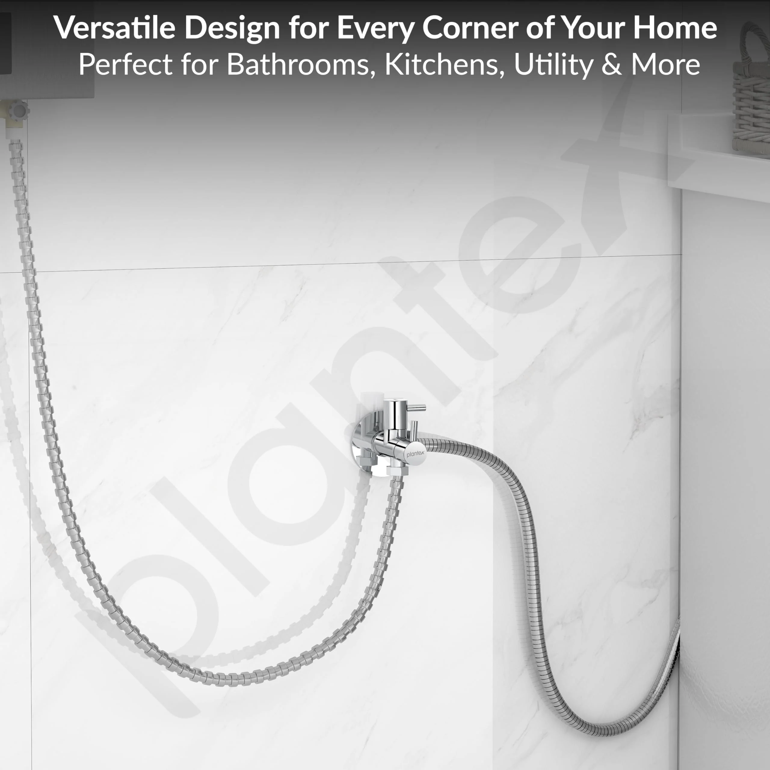 Plantex Pure Brass 2 Way Angle Valve/Quarter Turn Tap With Brass Wall Flange and Teflon Tape/Angle Cocke for Bathroom-(ICO-908-Mirror-Chrome) - Image 6