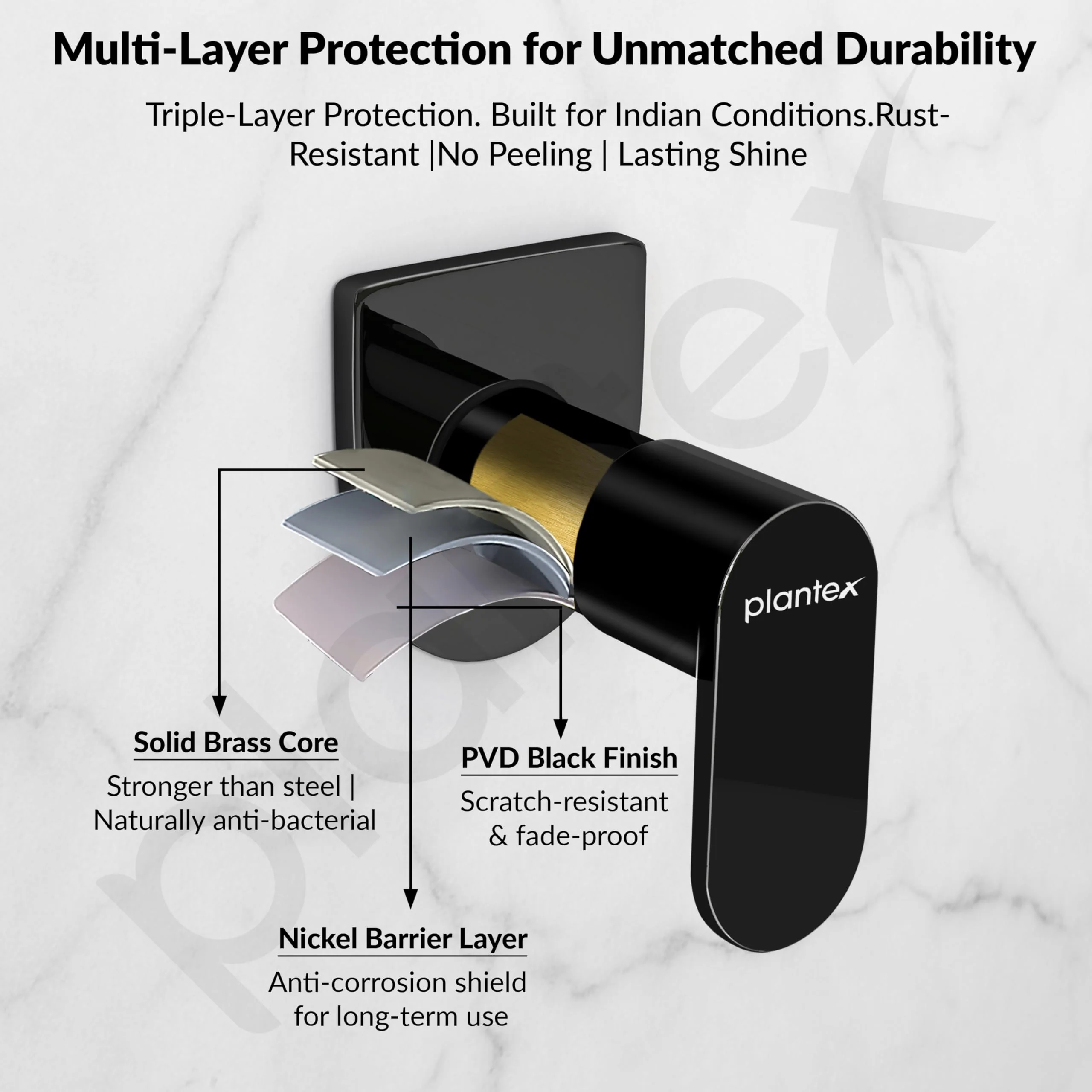Plantex Pure Brass 25 mm Urinal Flush Valve with Teflon Tape & Wall Flange -7 Year Warranty (ORN-220-PVD Black) - Image 5