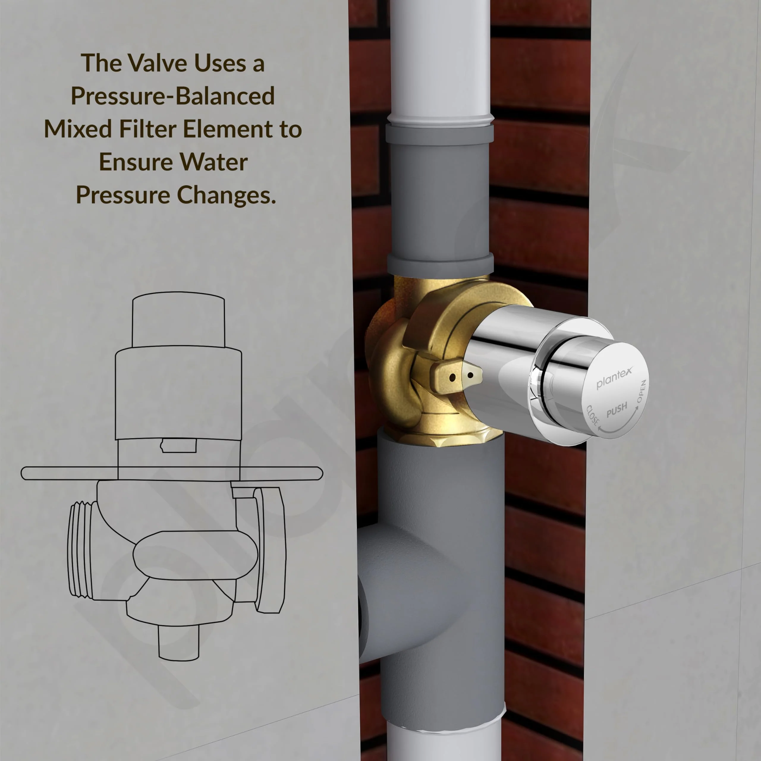 Plantex Pure Brass 40mm Thread Diameter Metropole Flush Valve for Toilet/Toilet Flush/Flush Valve for Urinal Commercial and Residential Use -(ALD-1302-Chrome) - Image 4