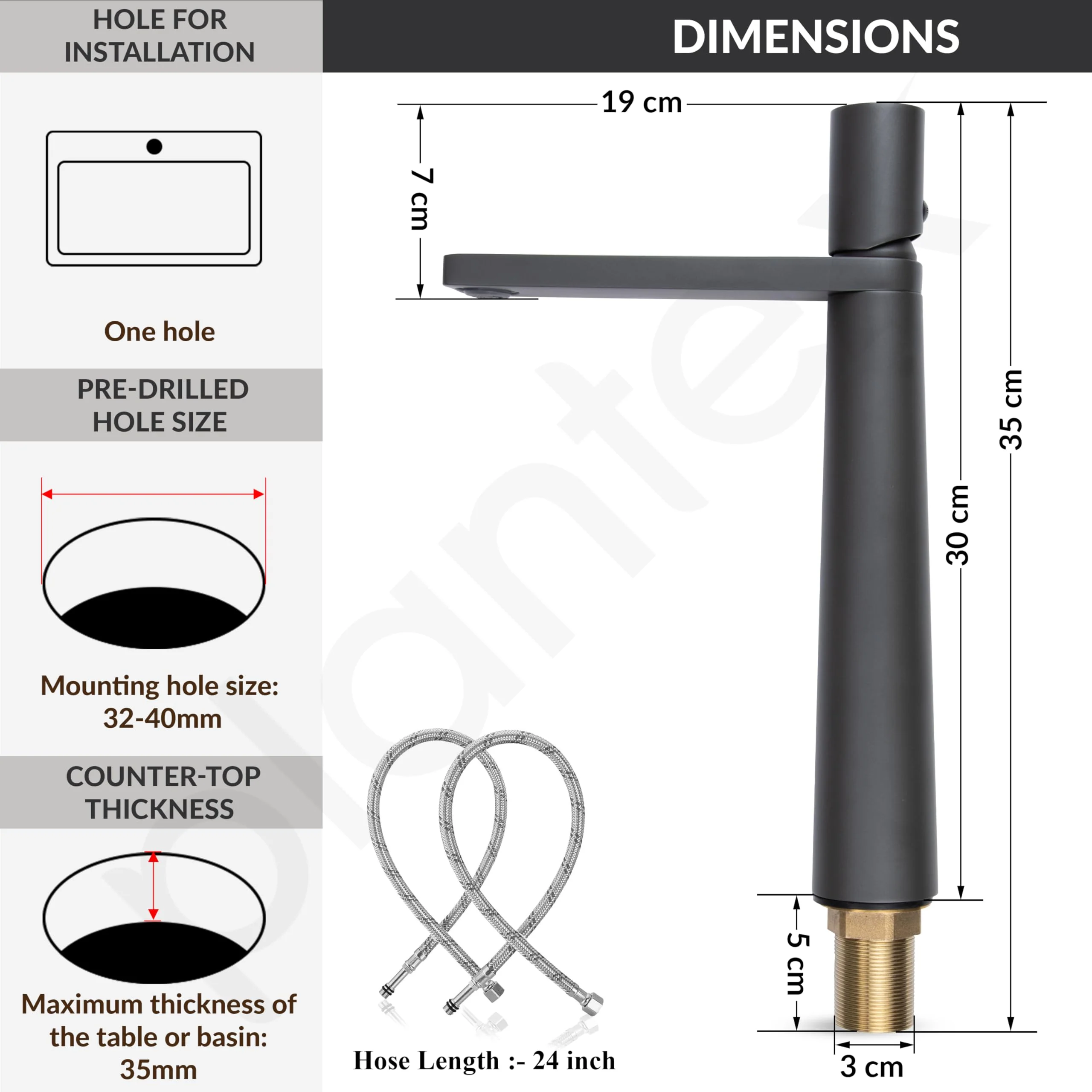 Plantex Pure Brass Basin Mixer/Pillar Tap for Wash Basin/Water Tap for Wash Basin/Tap for Wash Basin- (7880-Grey) - Image 5