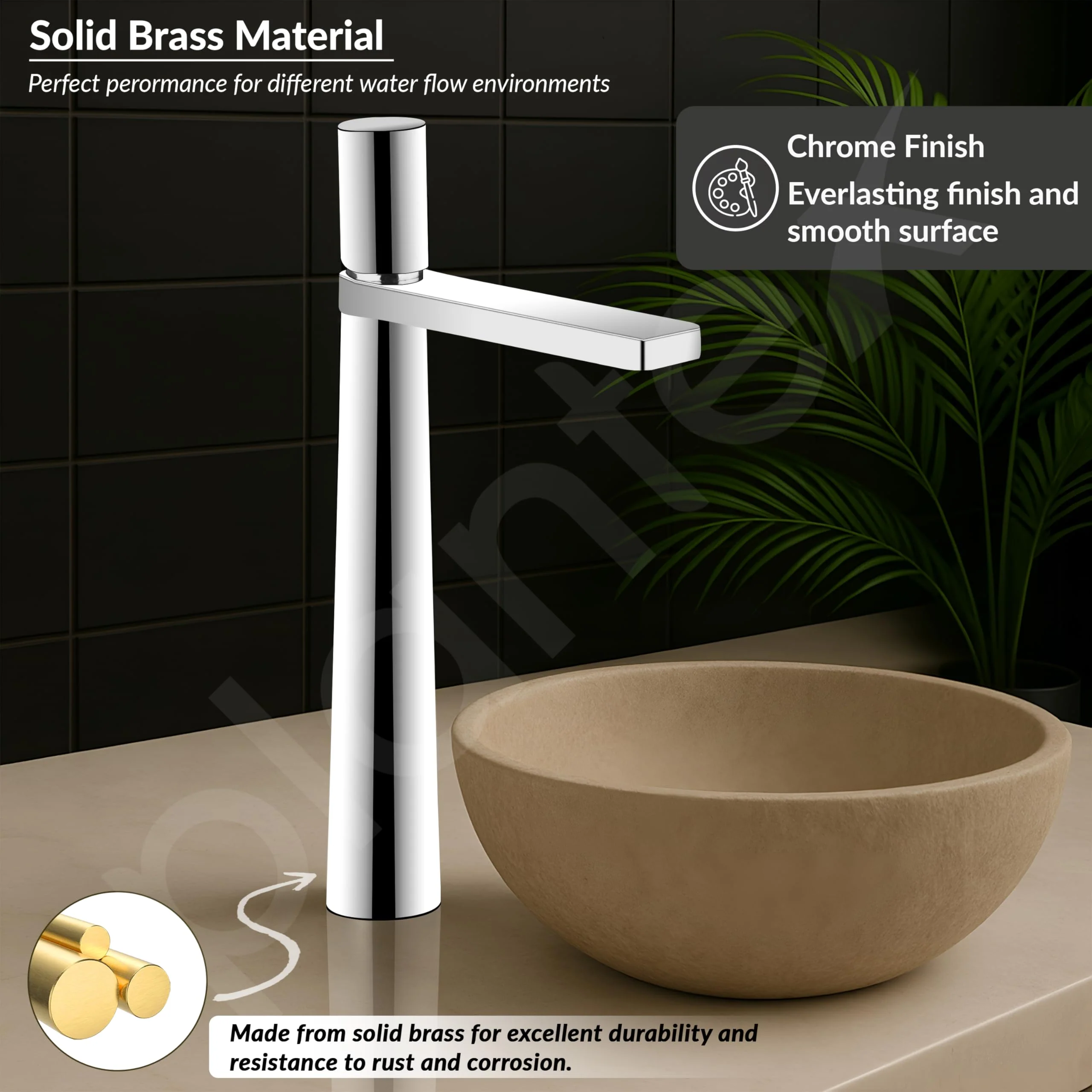 Plantex Pure Brass Basin Mixer Tap Hot & Cold/Single Lever Pillar Cock Water Tap for Wash Basin/Deck Mount - (7880-Chrome) - Image 2
