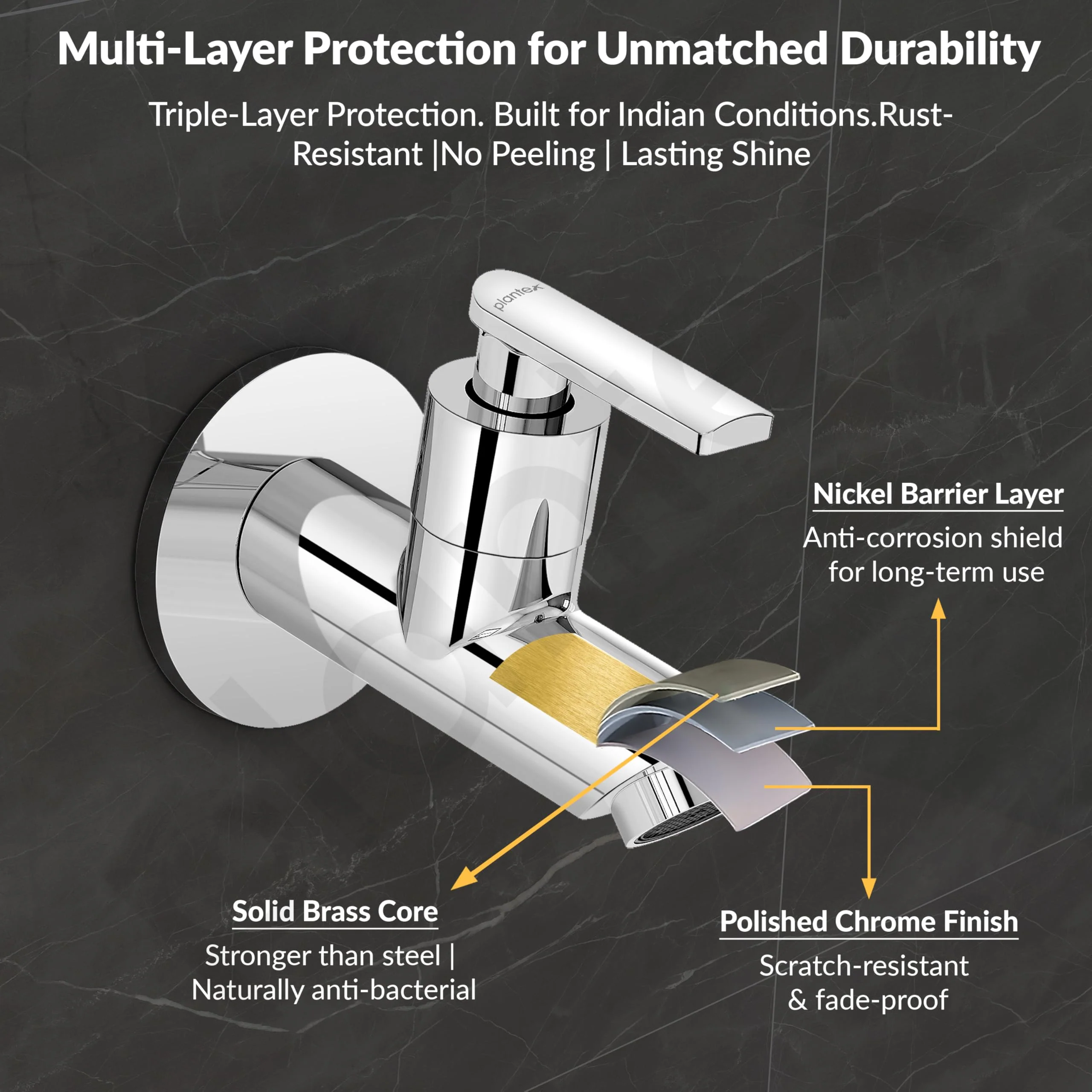 Plantex Pure Brass Bib Tap for Bathroom with Water-Saving Technology Taps/Wall Mount Bib Cock with Wall Flange and Teflon Tape-7 Year Warranty by Plantex (PRI-301 -Chrome Finish) - Image 5